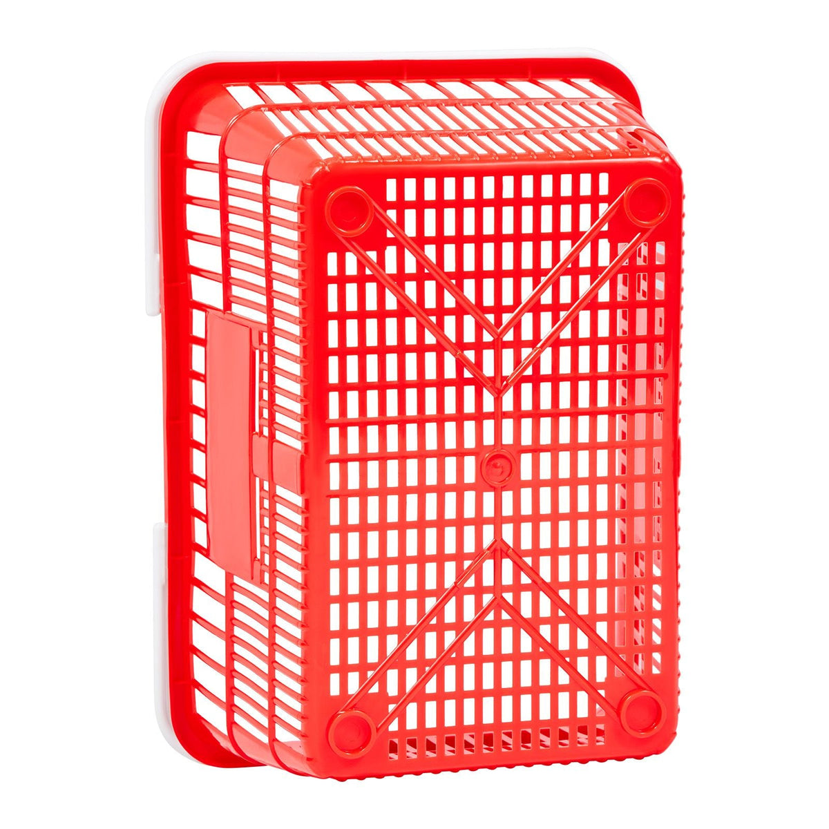 Shopping Baskets, 20 PCS, 21L Stackable PE Plastic Grocery Baskets with Handles, Dense Mesh Structure, Holds up to 20 lbs, Portable for Grocery, Retail, Stores, Supermarket, Home Use, Red