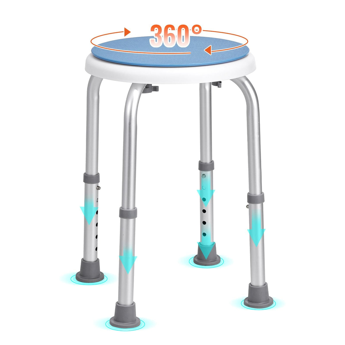 Shower Chair for Inside Shower, 360 Degree Swivel Shower Seat, Adjustable Height Shower Stool, Non-Slip Bench Bathtub Seat Stool for Elderly Disabled Adults Handicap, 300 lbs Capacity