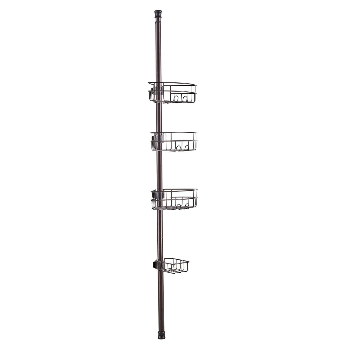 Shower Corner Caddy Tension Pole, 39" to 125" High, Multi-Functional Shower Tension Pole with Strong Load-Bearing Tray, Rust-Proof Easy-to-Install Tension Pole, Fit for Bathroom & Washroom