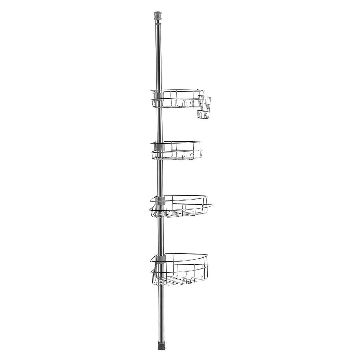 Shower Corner Caddy Tension Pole, 56" to 114" High, Multi-Functional Shower Tension Pole with Strong Load-Bearing Tray, Rust-Proof Easy-to-Install Tension Pole, Fit for Bathroom & Washroom