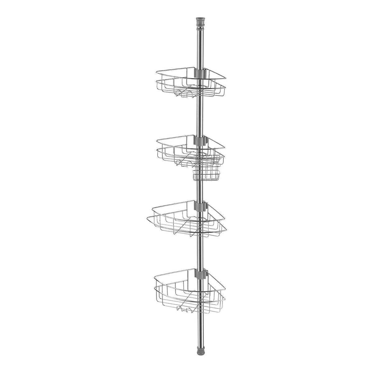 Shower Corner Caddy Tension Pole, 56" to 114" High, Multi-Functional Shower Tension Pole with Strong Load-Bearing Tray, Rust-Proof Easy-to-Install Tension Pole, Fit for Bathroom & Washroom