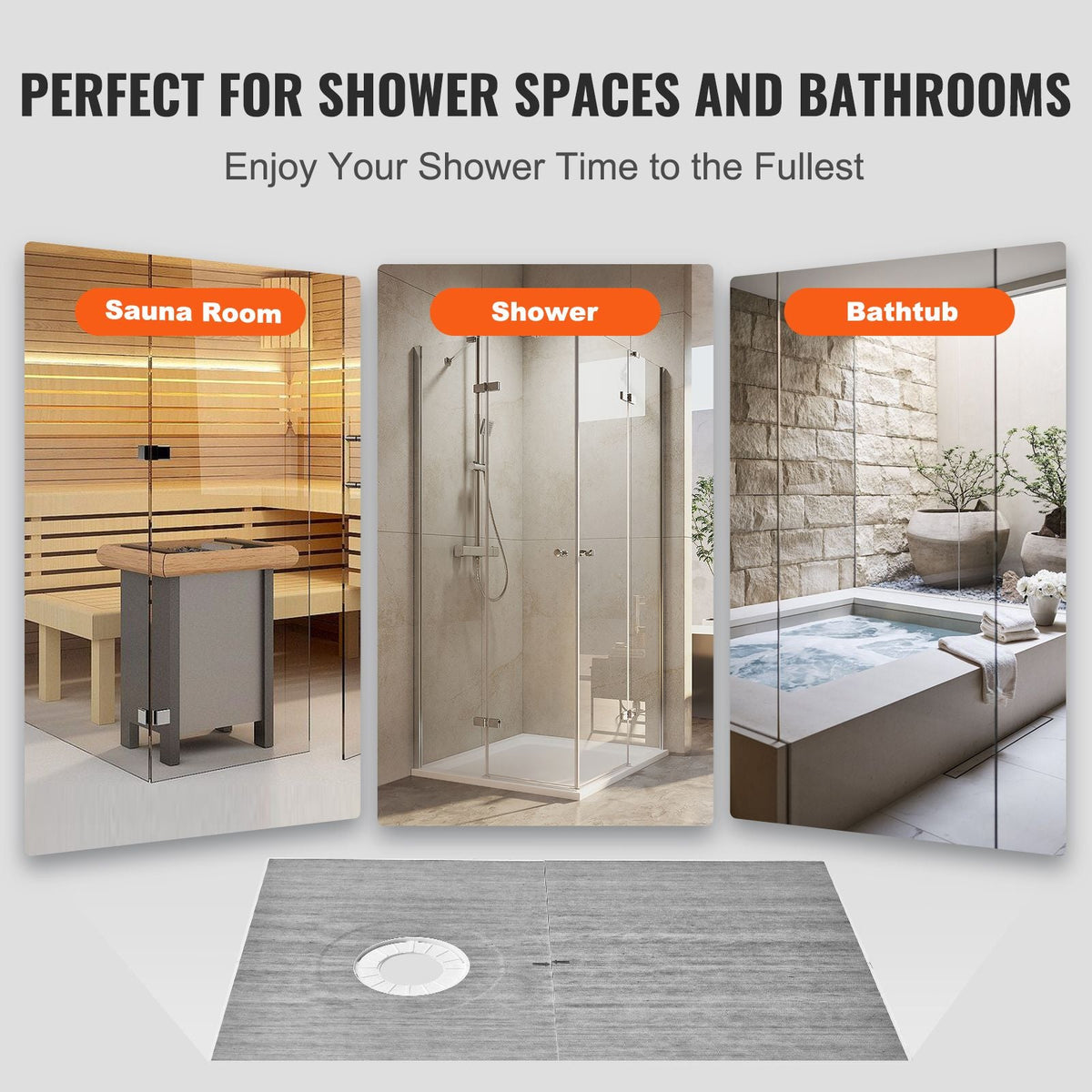 Shower Curb Kit, 60"x38" Shower Pan Kit with 6.3" Offset Drain, Lightweight EPS Shower Installation Kits with 2 Waterproof Cloths, Shower Pan Slope Sticks Fit for Bathroom