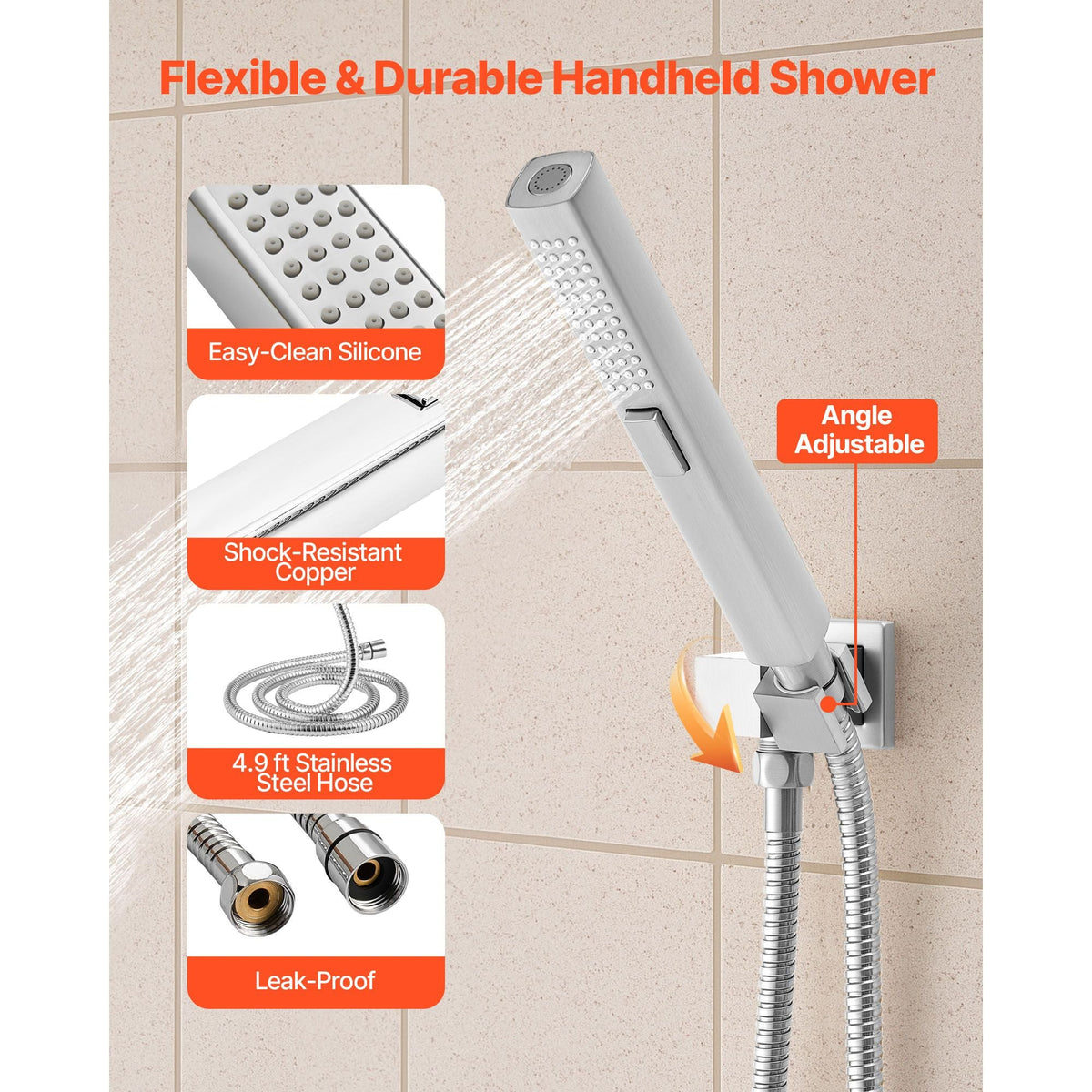 Shower Faucet Set, 10 Inch Ceiling Mount Rainfall Shower System with 6 Body Jets and 2 in 1 Handheld Spray, Rotatable 3-Function Rain Head System Set, Complete Brass Valve and Trim Kit, Chrome