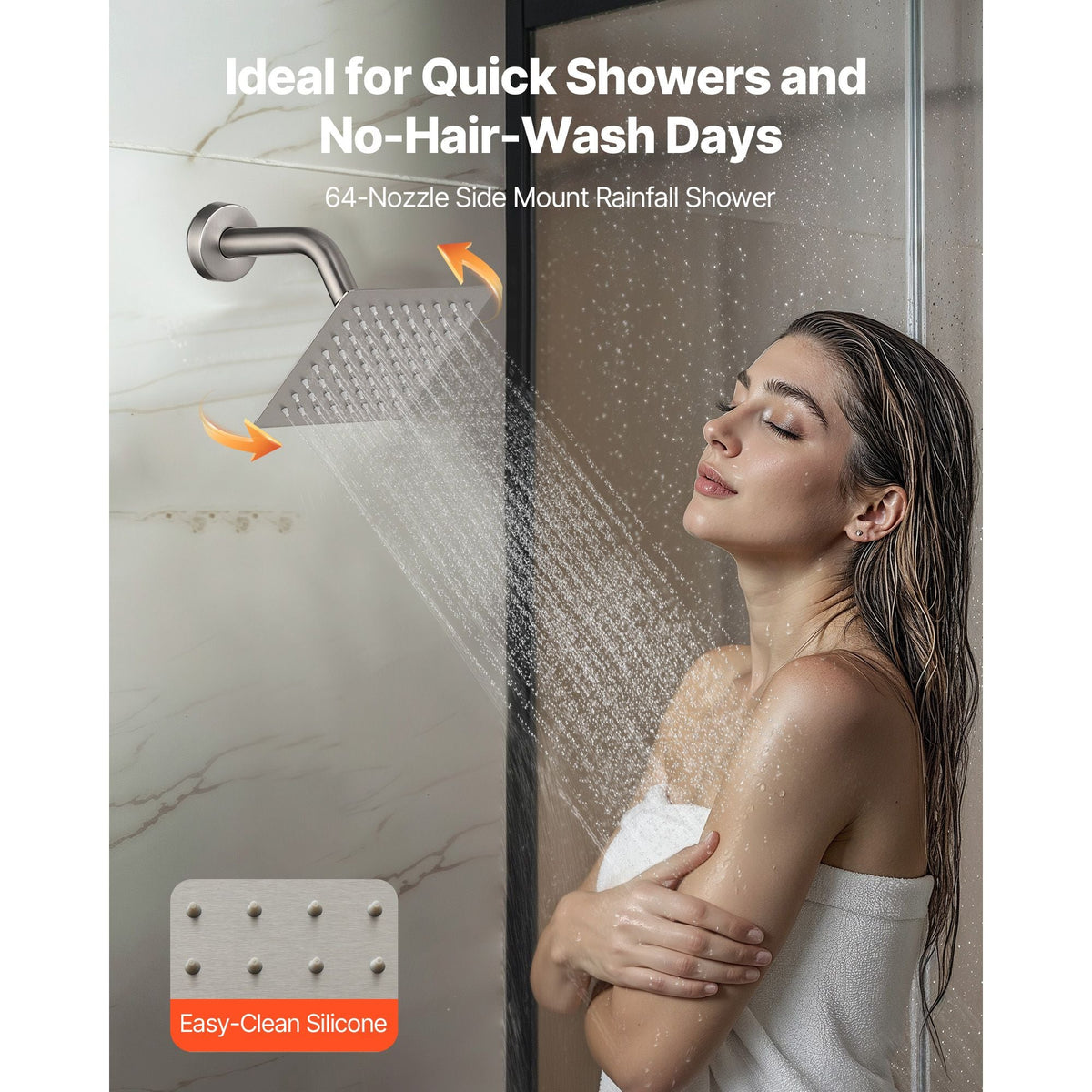 Shower Faucet Set, 12 Inch Ceiling Mount Rainfall Shower System with 6 Inch Wall Mount Head and 4 in 1 Handheld Spray, Rotatable 3-Function Dual Rain Head Brass Valve & Trim Kit, Brushed Nickel