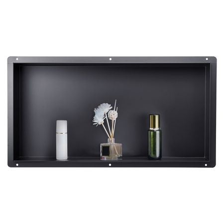 Shower Niche, 13 x 25 x 4 inch Frameless Recessed Wall Niche, Heavy-duty Stainless Steel Modern Shampoo Storage Organizer, Sealed Waterproof, Durable & Easy to Install, Black for Bathroom