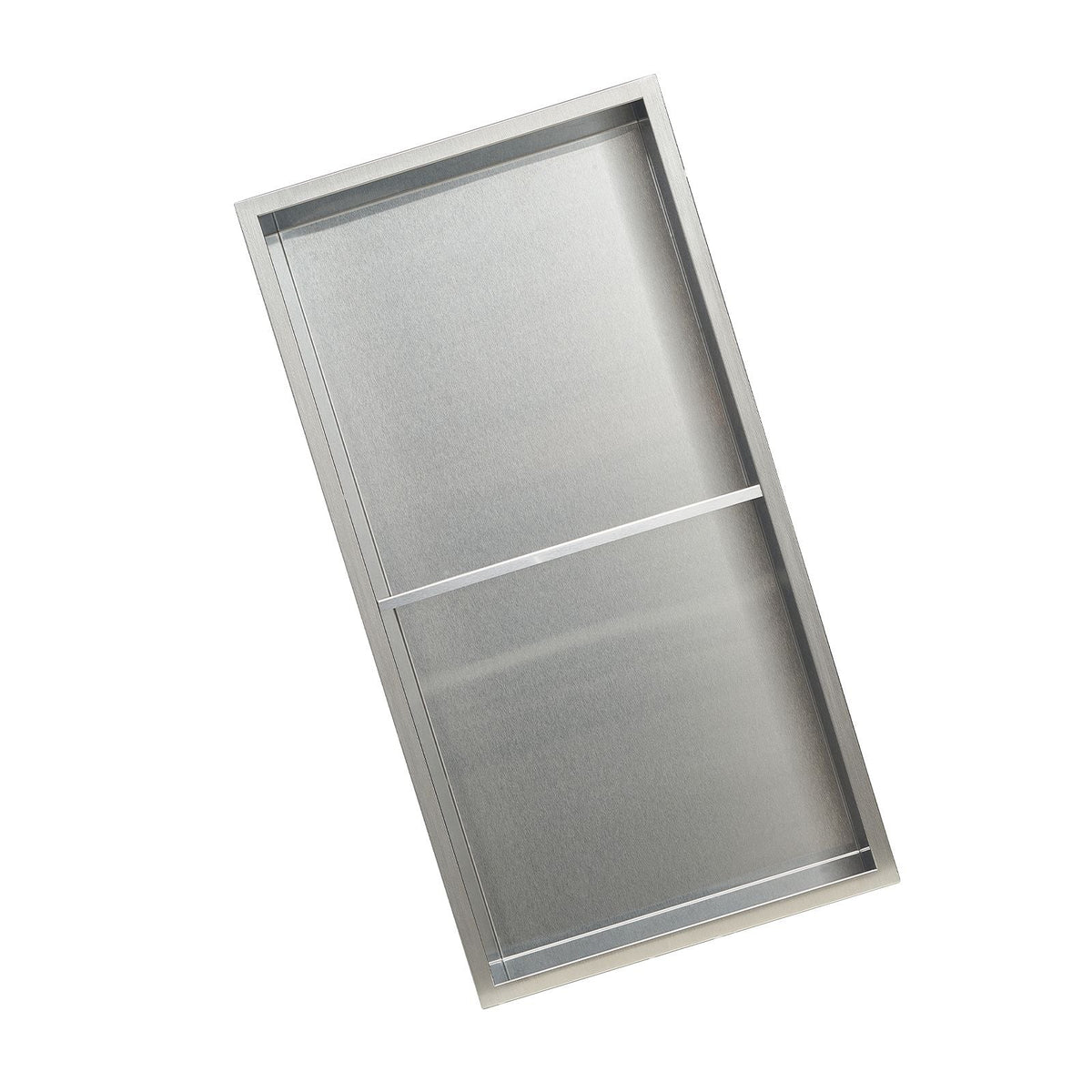 Shower Niche, 13 x 25 x 4 inch Recessed Wall Niche Double-layer, with Hollowed-out Divider,Heavy-duty Stainless Steel Modern Shampoo Storage Organizer,Waterproof, Silver for Bathroom
