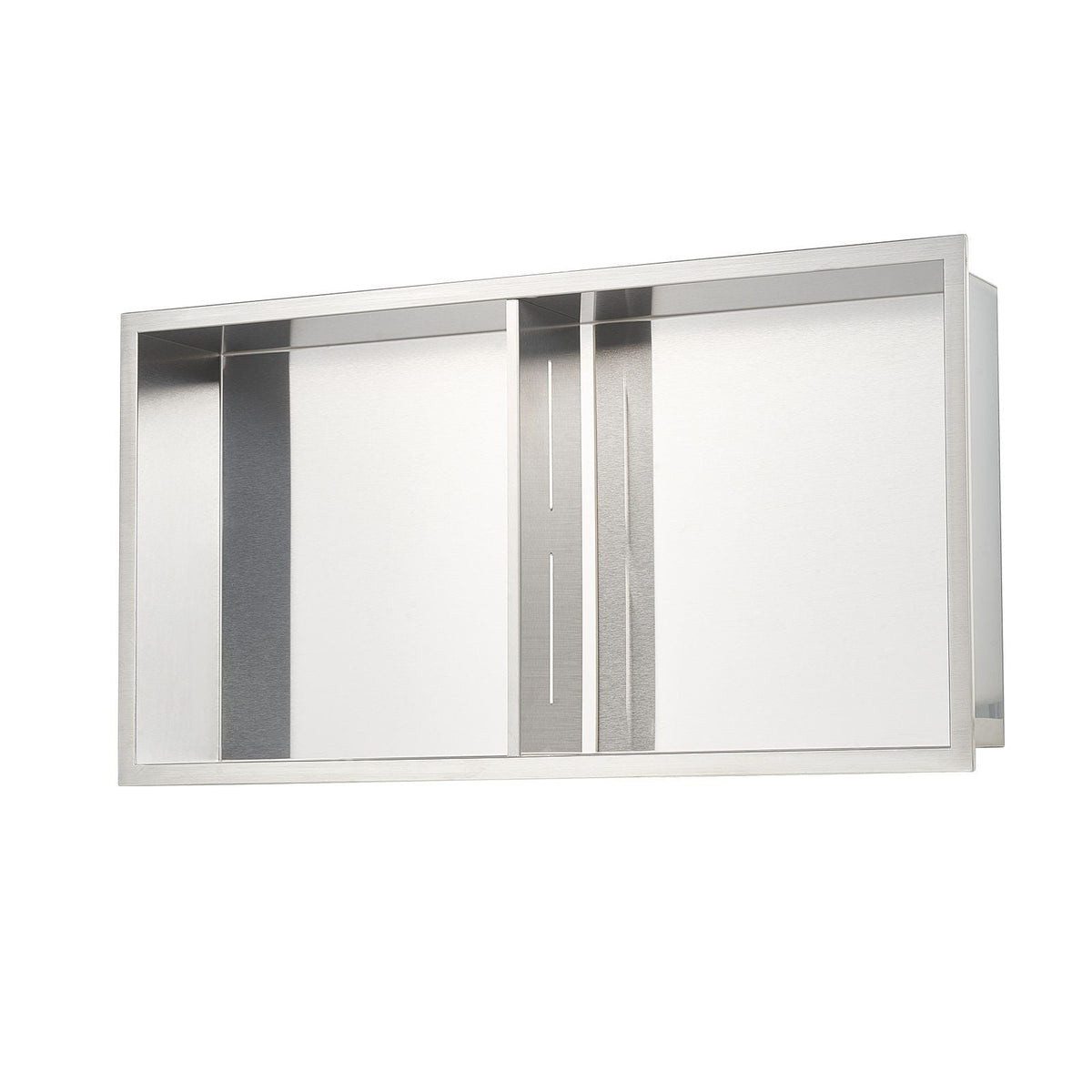 Shower Niche, 13 x 25 x 4 inch Recessed Wall Niche Double-layer, with Hollowed-out Divider,Heavy-duty Stainless Steel Modern Shampoo Storage Organizer,Waterproof, Silver for Bathroom