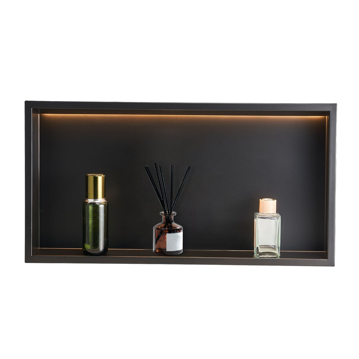 Shower Niche, 13 x 25 x 4 inch Recessed Wall Niche With LED Strip,Heavy-duty Stainless Steel Modern Shampoo Storage Organizer,Sealed Waterproof, Durable & Easy to Install,Black for Bathroom