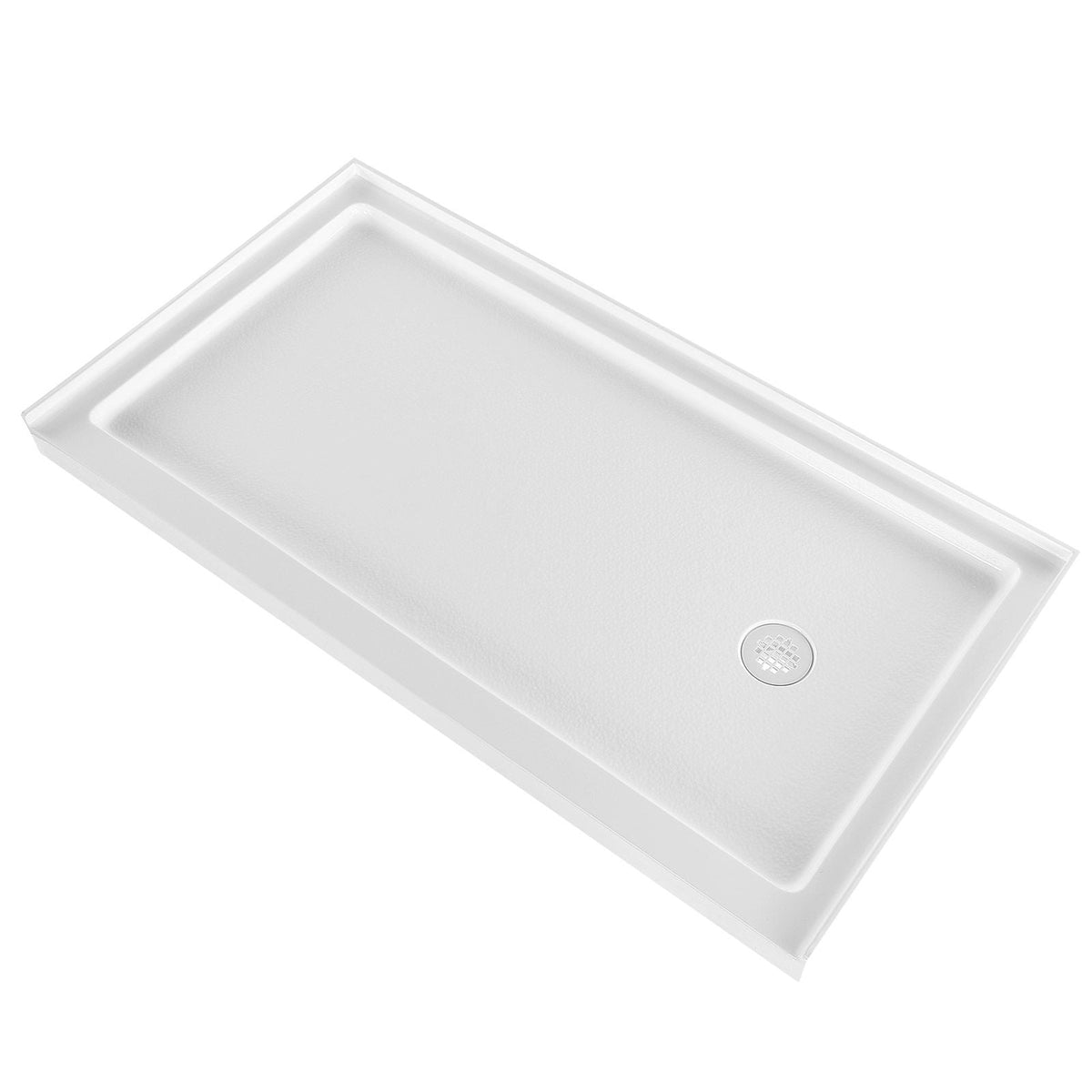 Shower Pan, 60″ L x 30″ W Single Threshold Shower Base, Rectangle Acrylic & PVC Showering Base in White, Slip-Resistant Showering Pan Bases with Drain & Cover for Bathroom, Right Drain Location