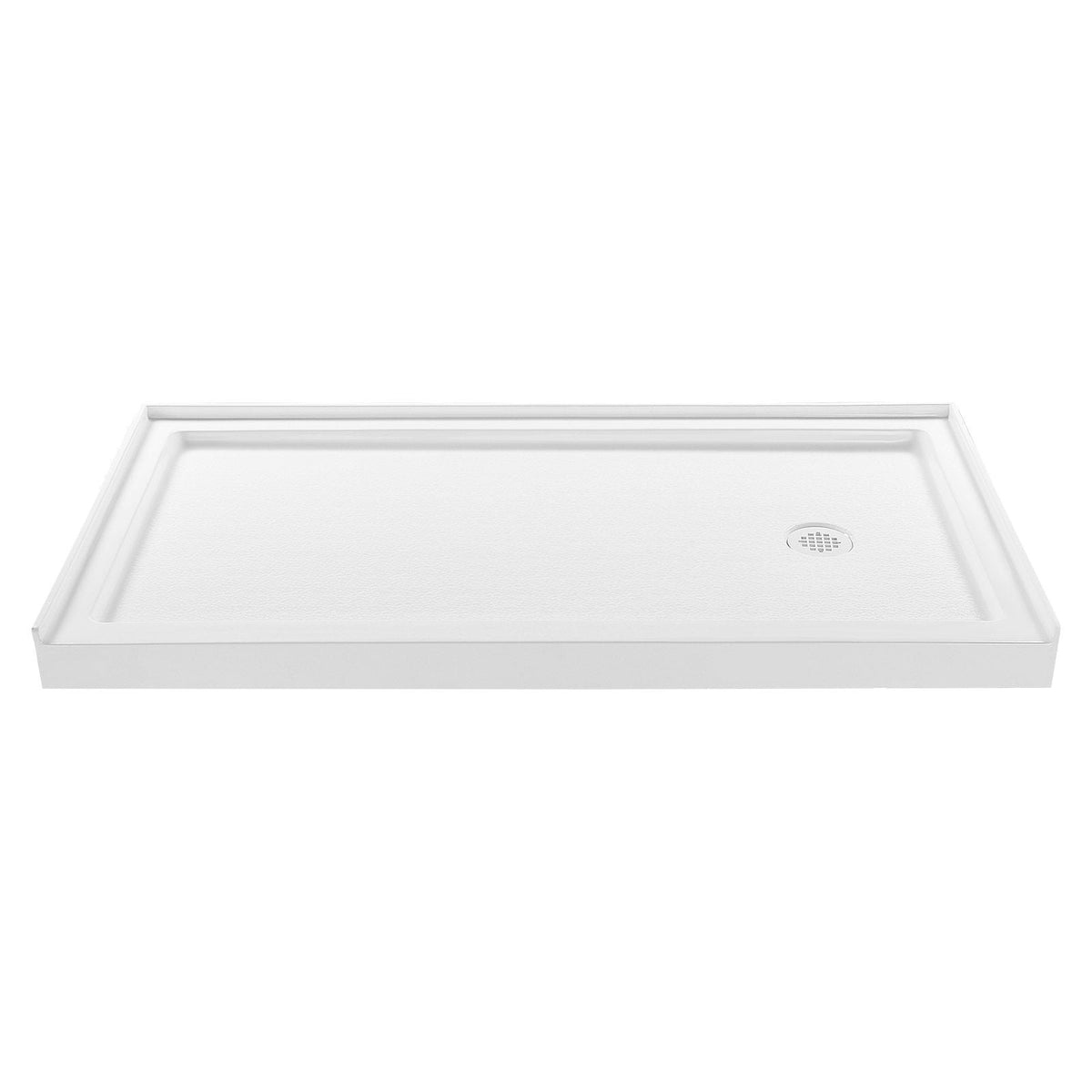 Shower Pan, 60″ L x 30″ W Single Threshold Shower Base, Rectangle Acrylic & PVC Showering Base in White, Slip-Resistant Showering Pan Bases with Drain & Cover for Bathroom, Right Drain Location