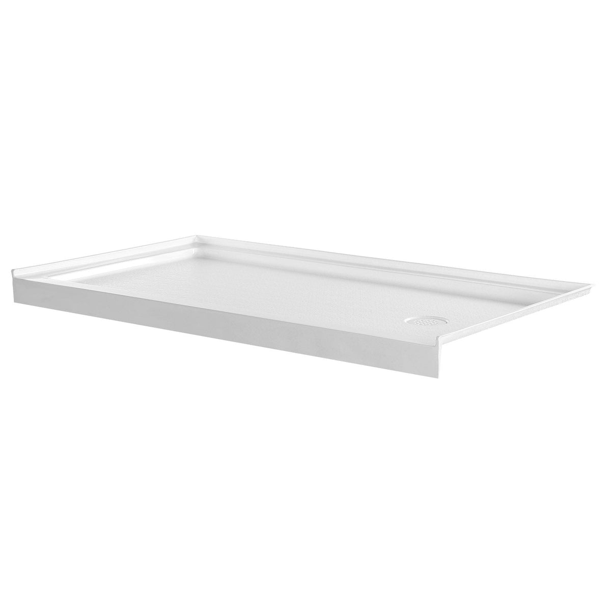 Shower Pan, 60″ L x 30″ W Single Threshold Shower Base, Rectangle Acrylic & PVC Showering Base in White, Slip-Resistant Showering Pan Bases with Drain & Cover for Bathroom, Right Drain Location