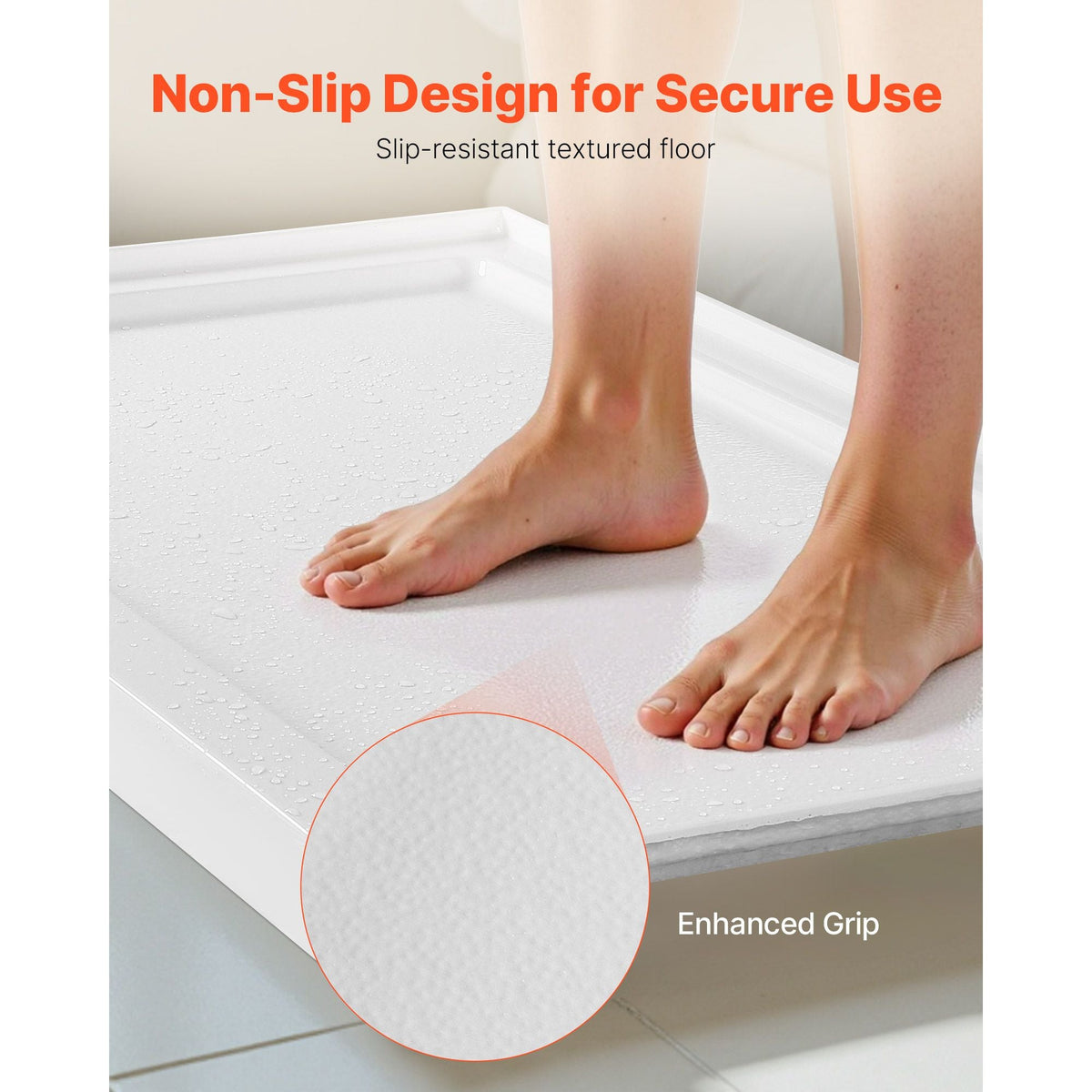 Shower Pan, 60″ L x 30″ W Single Threshold Shower Base, Rectangle Acrylic & PVC Showering Base in White, Slip-Resistant Showering Pan Bases with Drain & Cover for Bathroom, Right Drain Location