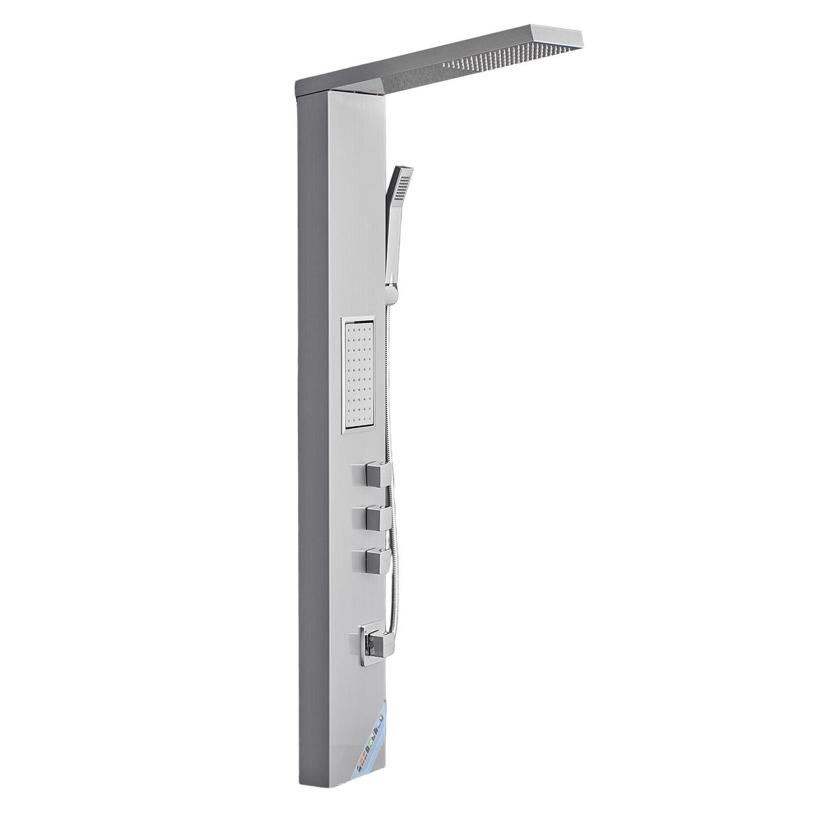 Shower Panel Tower System with Rainfall Shower Head, 53 in Brushed Stainless Steel Shower Column, 3-Function Faucet, High Pressure Wall-Mount Rain Massage System, with Large Body Jet, Handheld