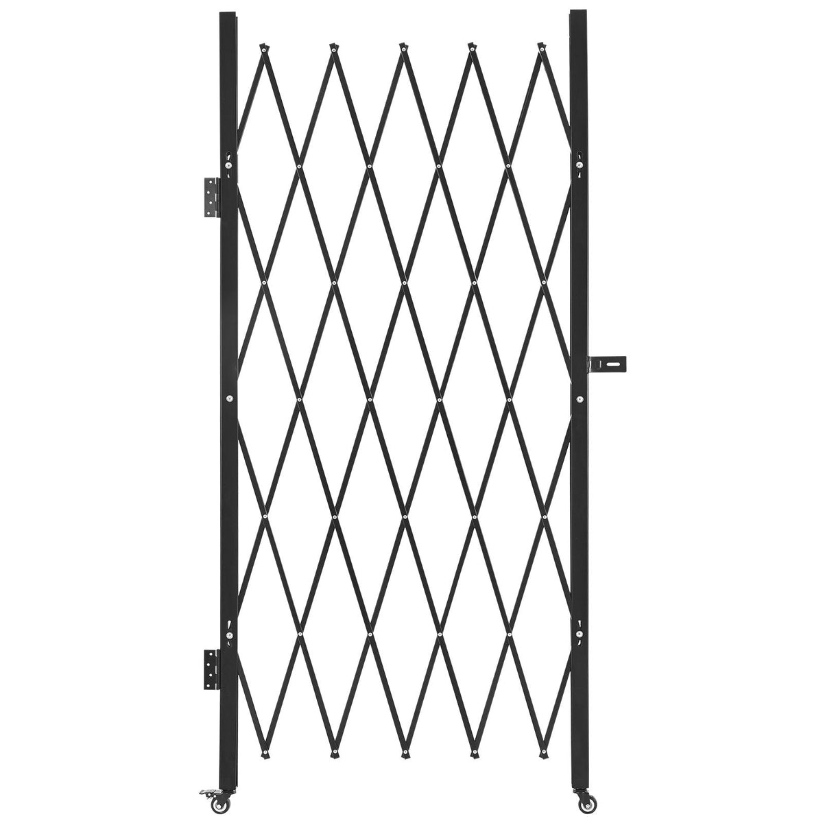Single Folding Security Gate, Lockable Scissor Gate with 360° Swivel Casters, Outdoor Barricade Steel Retractable Gates, for Entry Security, Garage, Warehouse & Pool, 49.61 x 77.76 in (W x H)