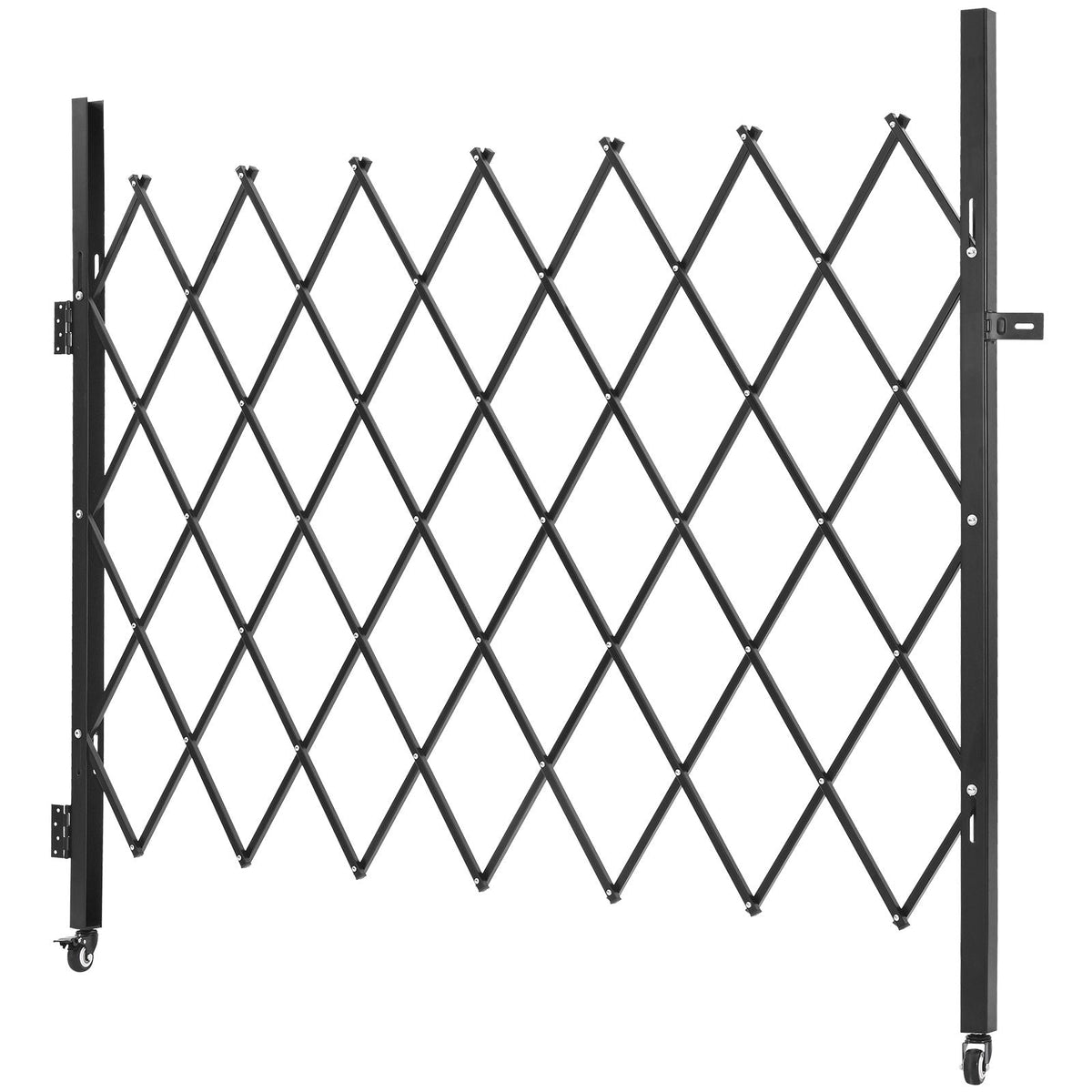 Single Folding Security Gate, Lockable Scissor Gate with 360° Swivel Casters, Outdoor Barricade Steel Retractable Gates, for Entry Security, Garage, Warehouse & Pool, 70.87 x 63.39 in (W x H)