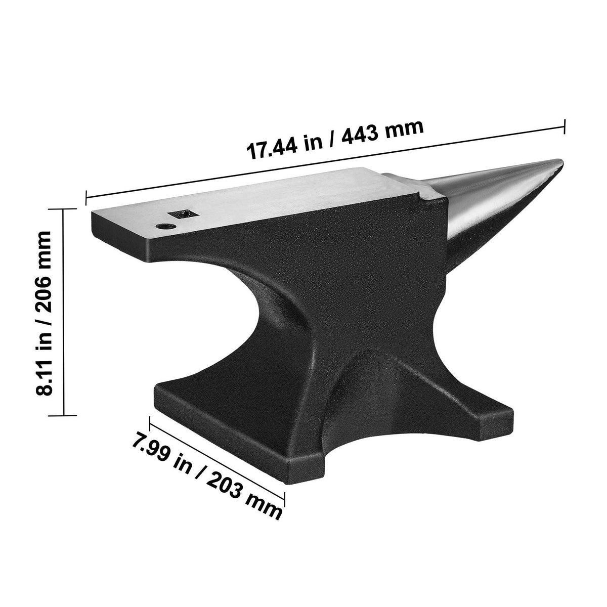 Single Horn Anvil, 66Lbs Cast Steel Anvil, High Hardness Rugged Round Horn Anvil Blacksmith, with Round and Square Hole, Large Countertop and Stable Base, Metalsmith Tool for Bending and Shaping
