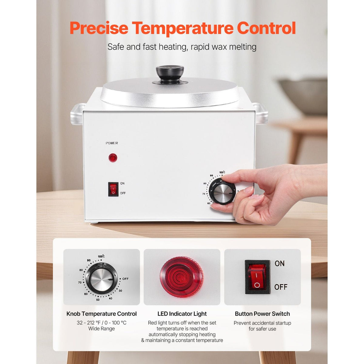 Single Pot Wax Warmer, 3000ML 300W Professional Wax Warmer for Hair Removal, 32 - 212 F Adjustable Electric Waxing Heater with 100PCS Waxing Sticks for Home Use, Beauty Salon, Spa