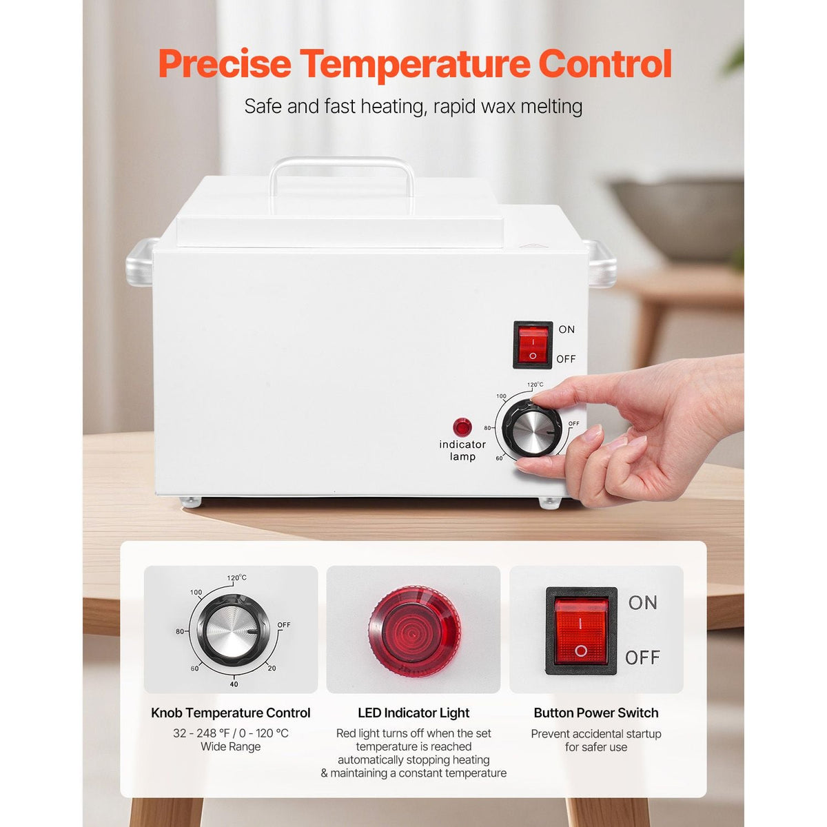 Single Wax Warmer, 3000ML 300W Professional Wax Warmer for Hair Removal, 32 Fahrenheit to 248 Fahrenheit Adjustable Electric Waxing Heater Pot with 100PCS Sticks & 50PCS Papers