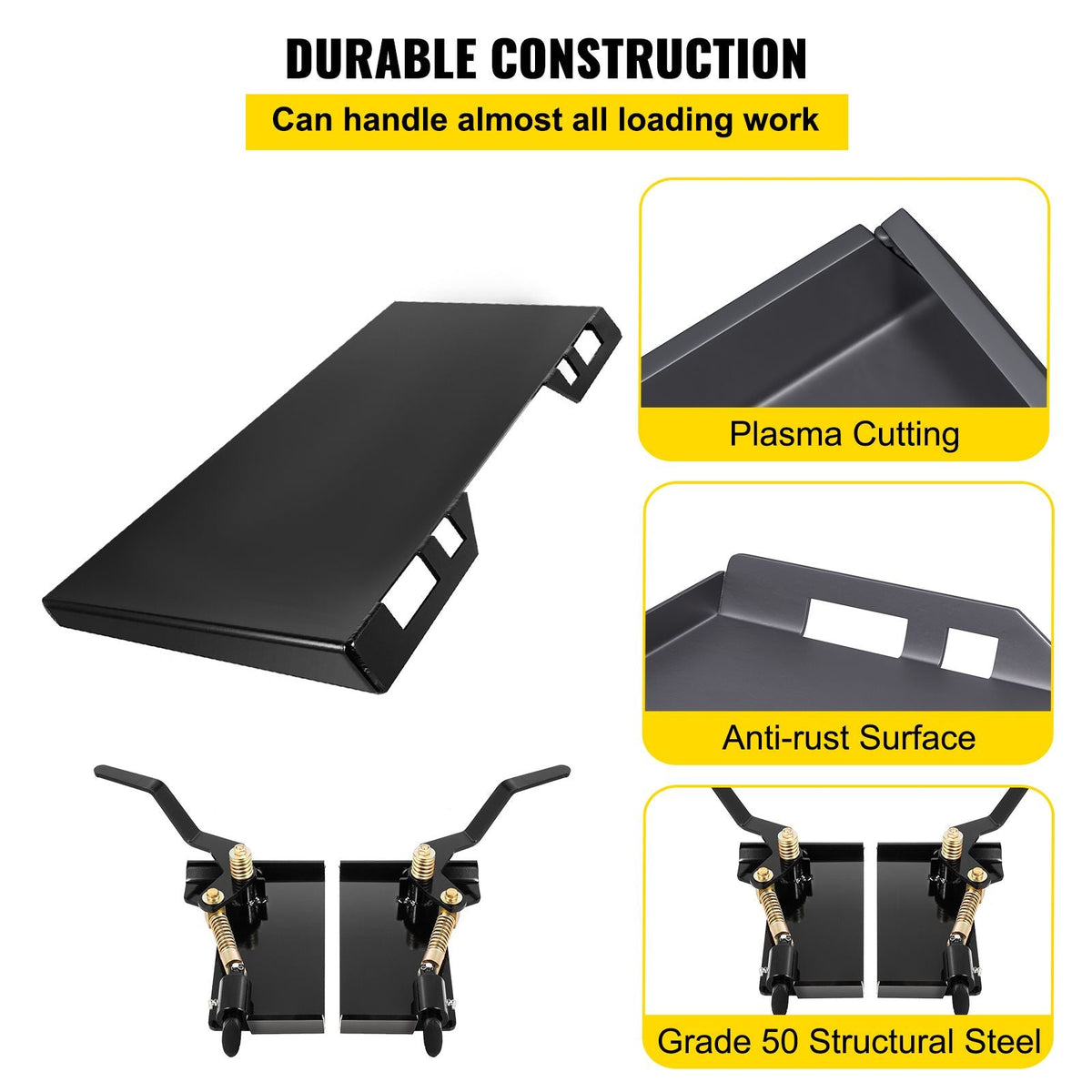 Skid Steer Attachment 3/8in Skid Steer Quick Attach Plate 85LBS Skidsteer Attachment 18.5\" Height Quick Attach Skid Steer Attachments for Buckets, Plows, Forks