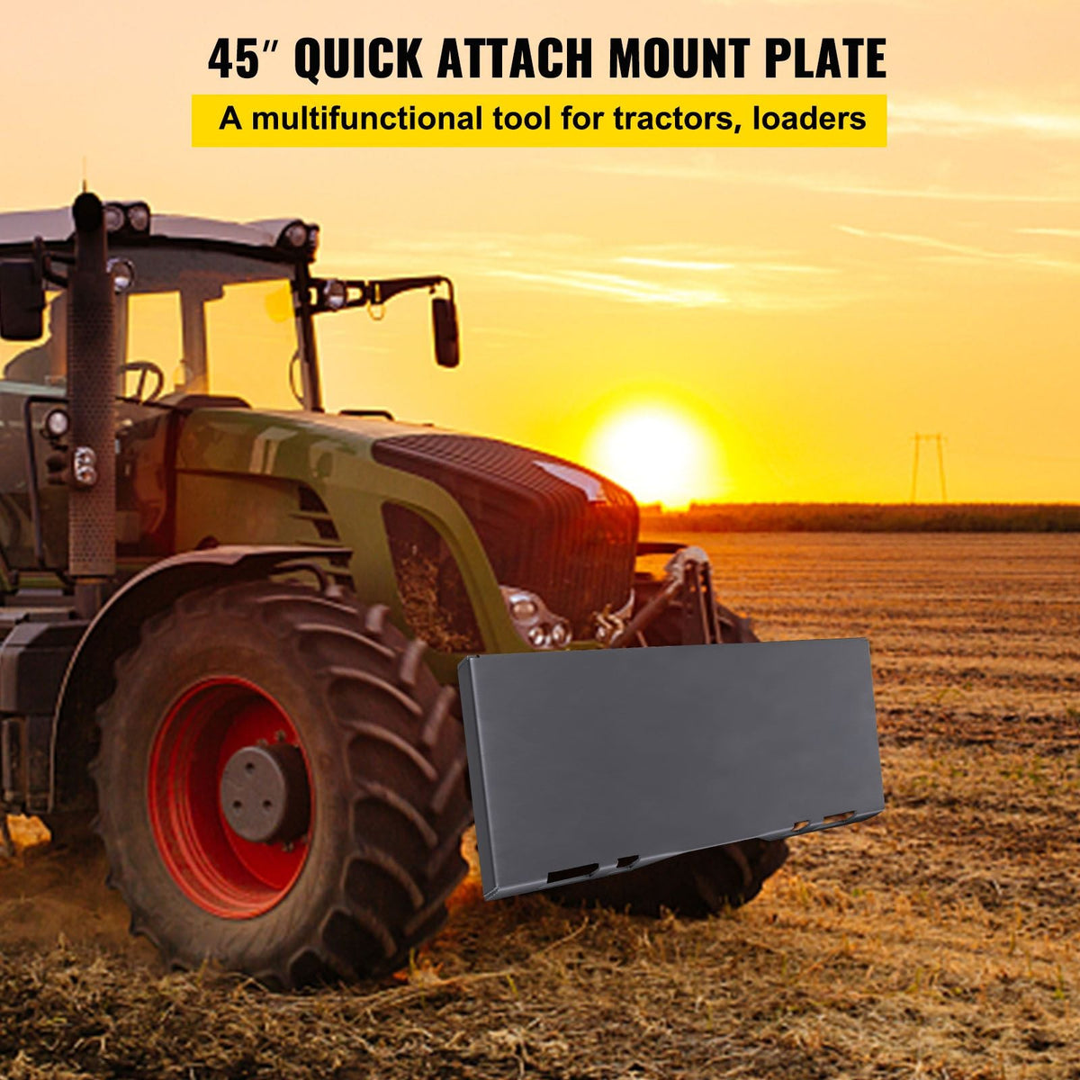 Skid Steer Attachment 3/8in Skid Steer Quick Attach Plate 85LBS Skidsteer Attachment 18.5\" Height Quick Attach Skid Steer Attachments for Buckets, Plows, Forks