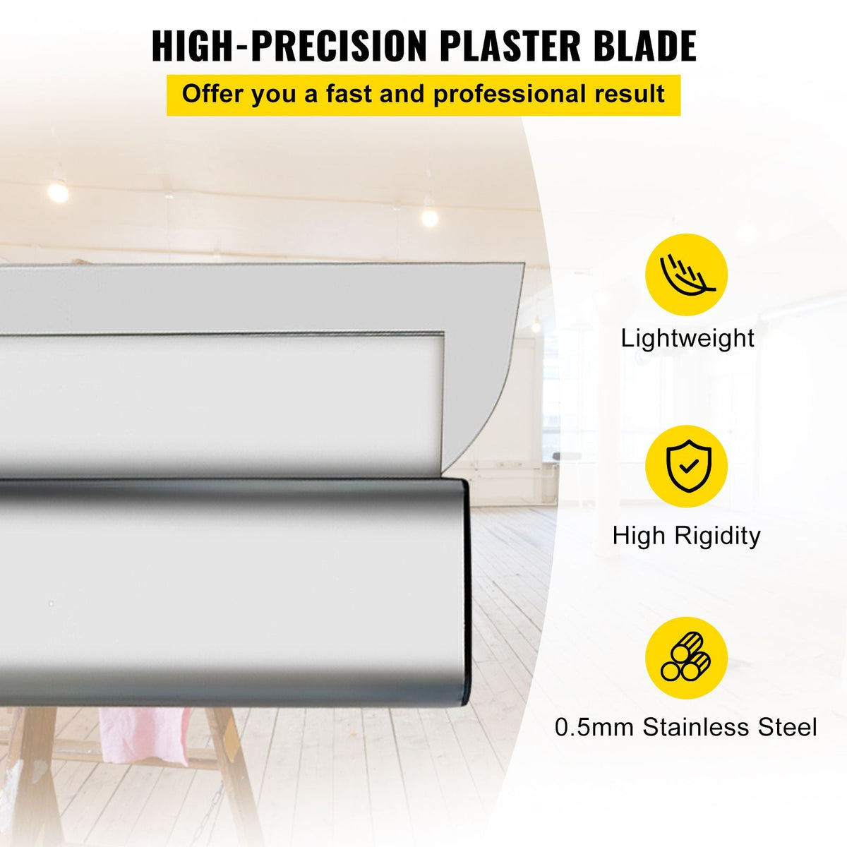 Skimming Blade,32 inch Smoothing Knife, European Stainless Steel Construction Knife, Aluminum Blade Profile Smoothing Knockdown Spatula for Gyprock/Drywall/Wall-Board