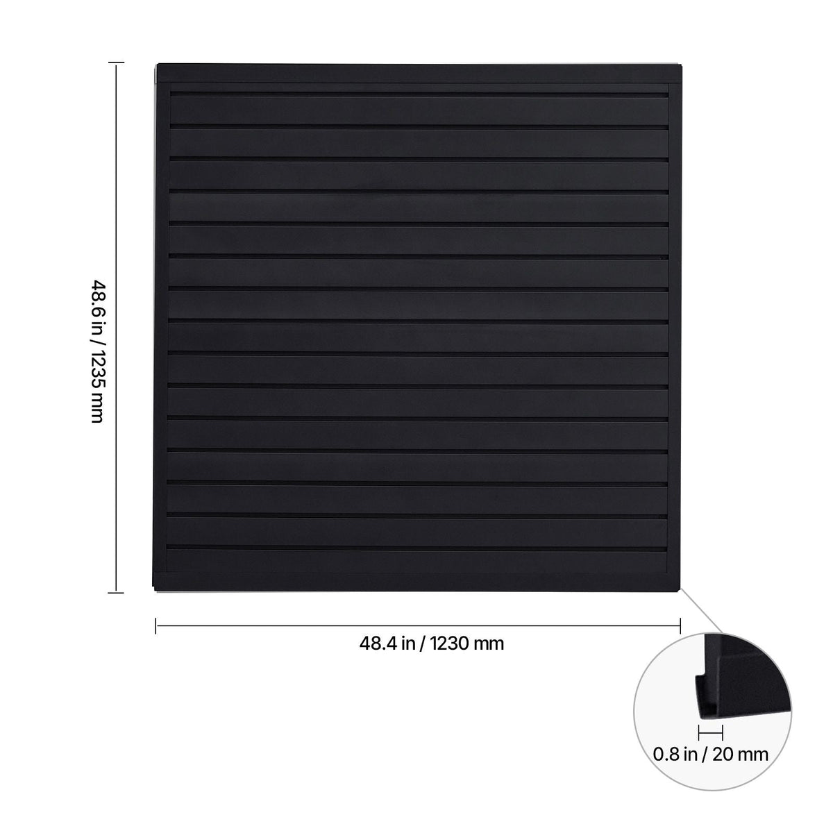 Slat Wall Paneling, 4 x 4 ft, PVC Garage Slatwall with Modular Design, Black Slat Wall Easy-to-Install Adjustable Slatwall Panel with Coupling Structure & DIY Cutting, Fits for Storage & Display