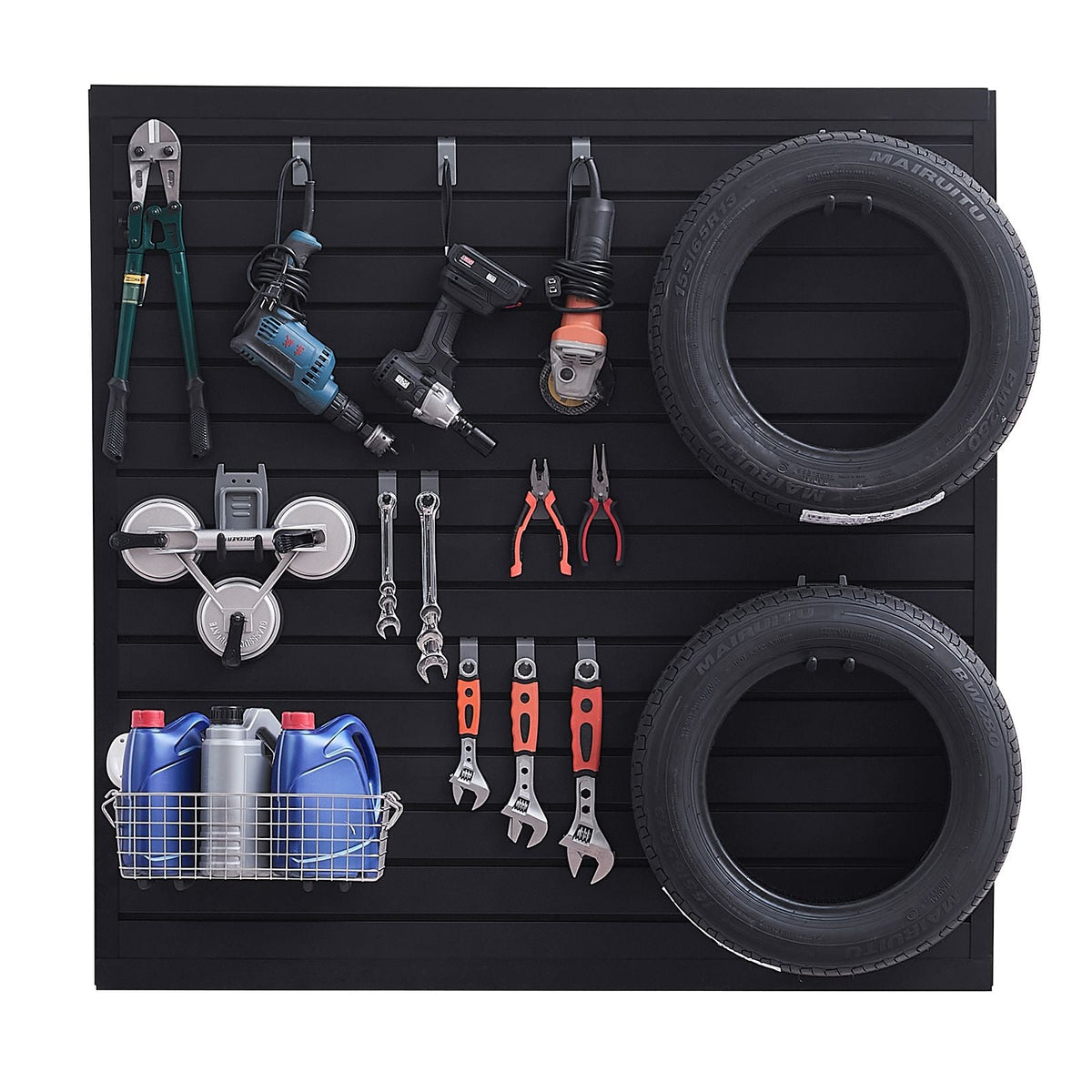 Slat Wall Paneling, 4 x 4 ft, PVC Garage Slatwall with Modular Design, Black Slat Wall Easy-to-Install Adjustable Slatwall Panel with Coupling Structure & DIY Cutting, Fits for Storage & Display