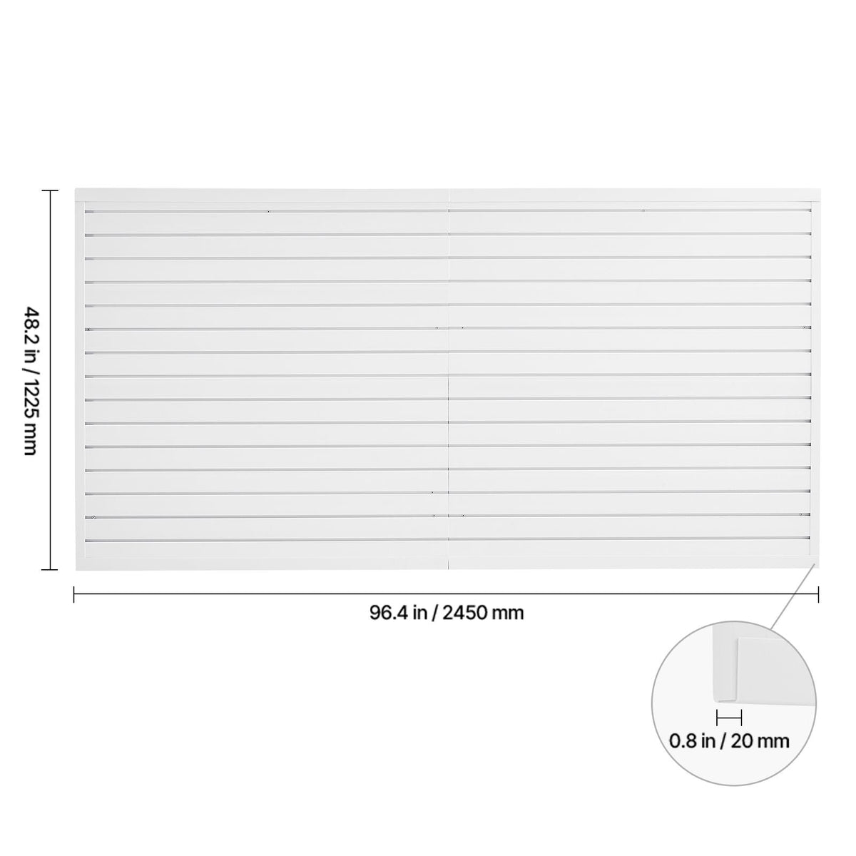 Slat Wall Paneling, 8 x 4 ft, PVC Garage Slatwall with Modular Design, White Slat Wall Easy-to-Install Adjustable Slatwall Panel with Coupling Structure & DIY Cutting, Fits for Storage & Display