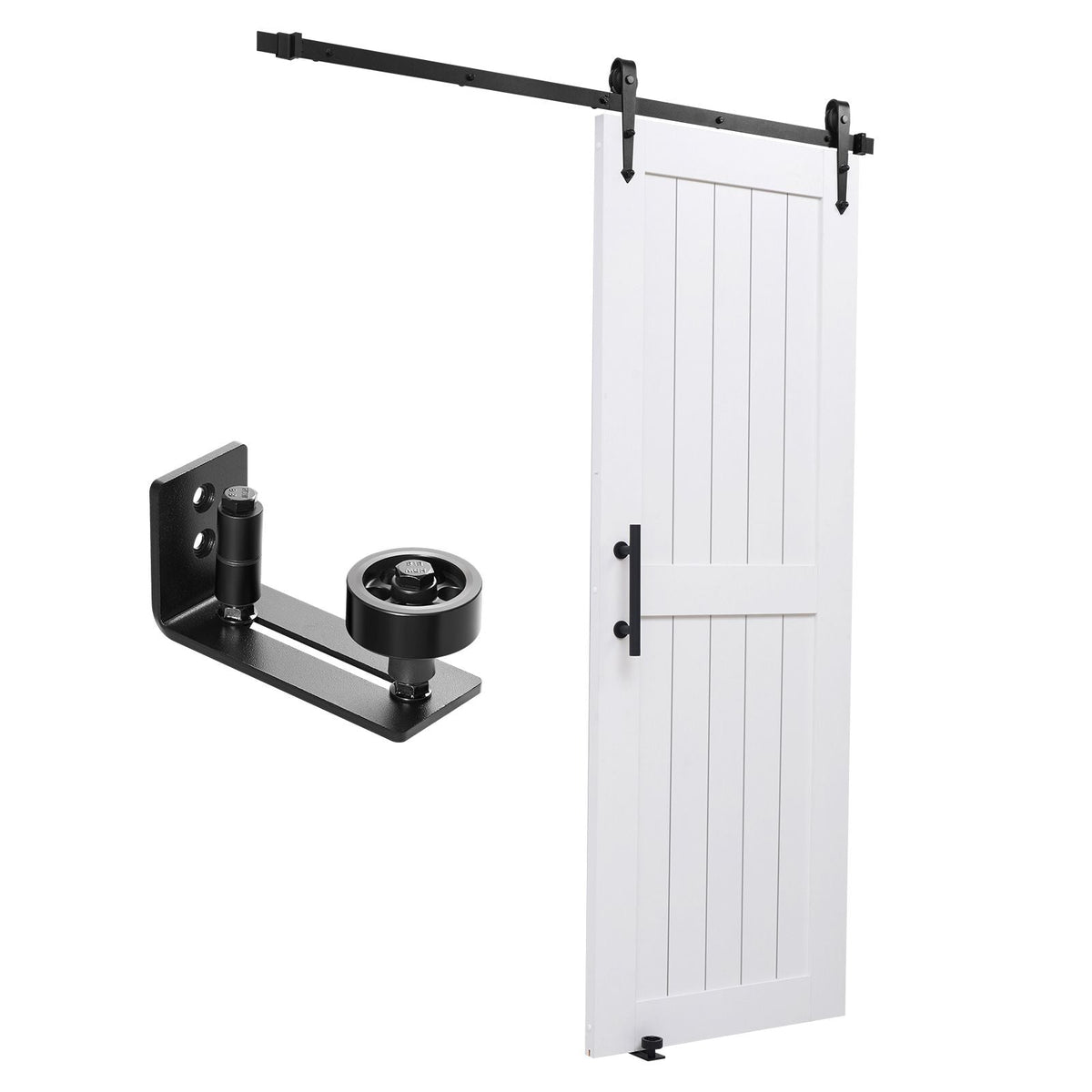 Sliding Barn Door, 30 x 84 inch, High-Strength MDF Panel, Barn Door with Hardware Kit, Water-Proof PVC Surface, Easy to Install, H-Frame, Smoothly and Quietly Sliding for Living Room, Bathroom
