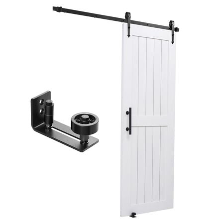 Sliding Barn Door, 30 x 84 inch, High-Strength MDF Panel, Barn Door with Hardware Kit, Water-Proof PVC Surface, Easy to Install, H-Frame, Smoothly and Quietly Sliding for Living Room, Bathroom