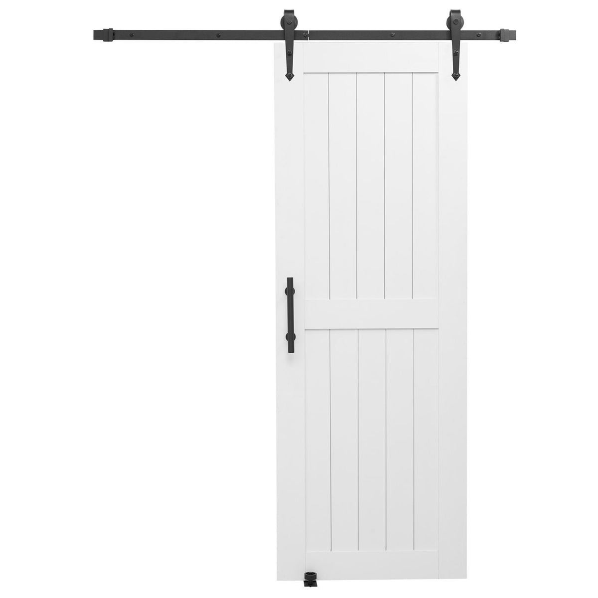 Sliding Barn Door, 30 x 84 inch, High-Strength MDF Panel, Barn Door with Hardware Kit, Water-Proof PVC Surface, Easy to Install, H-Frame, Smoothly and Quietly Sliding for Living Room, Bathroom