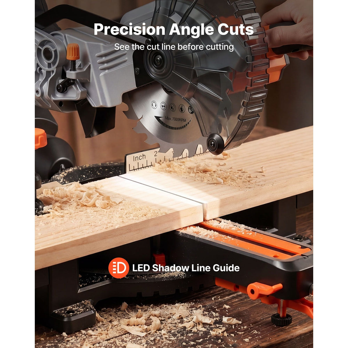 Sliding Compound Miter Saw, 7-1/4 inch Blade, DC 18.5V Cordless Miter Saw, with LED Precision Alignment, Adjustable Angles, Battery and Charger Included, for Cutting Wood, Metals, Laminates