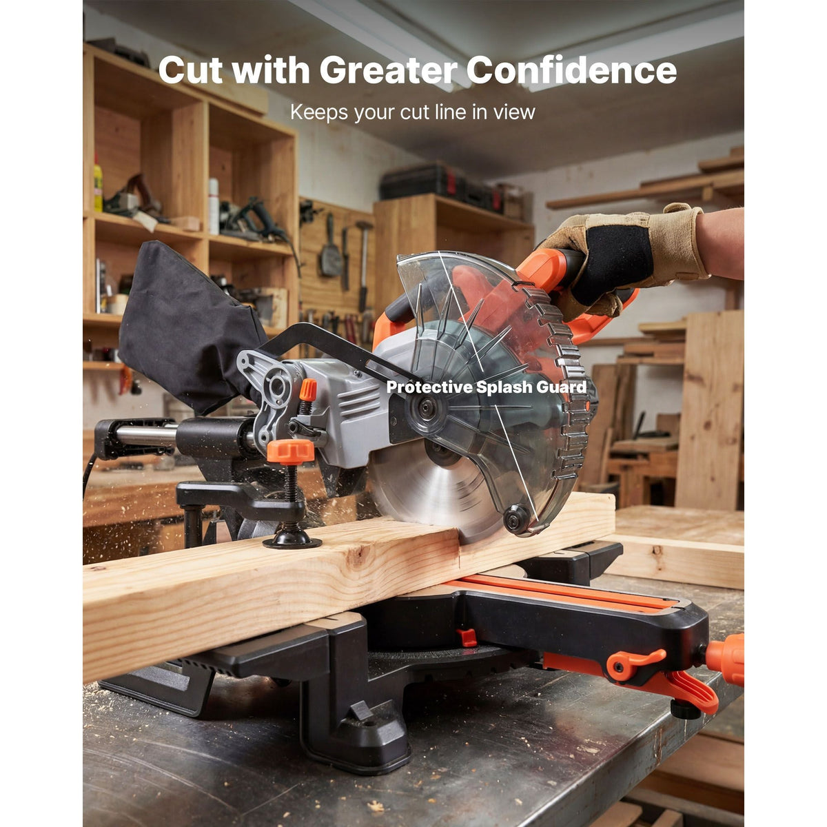 Sliding Compound Miter Saw, 7-1/4 inch Blade, DC 18.5V Cordless Miter Saw, with LED Precision Alignment, Adjustable Angles, Battery and Charger Included, for Cutting Wood, Metals, Laminates