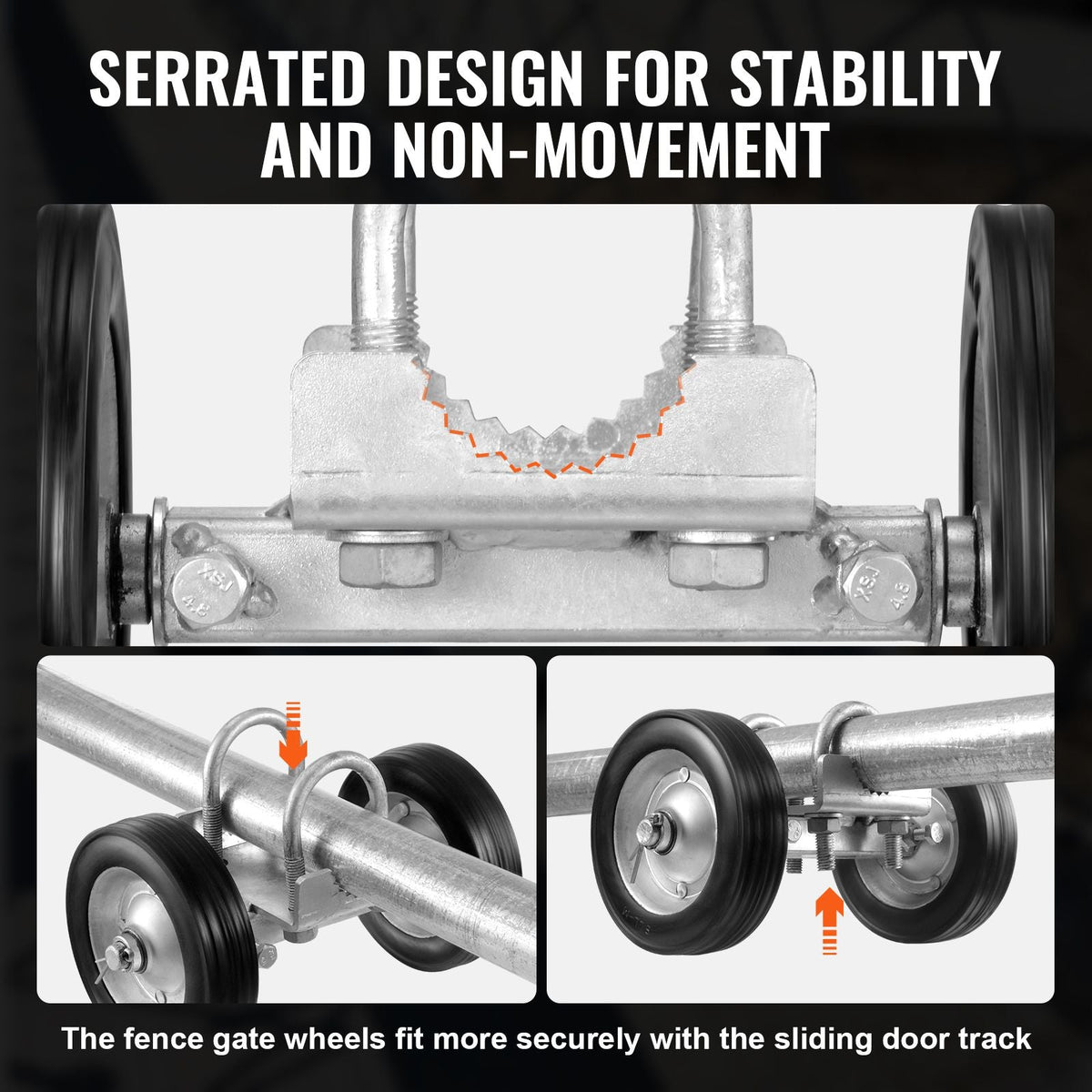 Sliding Gate Kit, 6' Rolling Gate Hardware Kit, Universal Adjustable Sliding Gate Rollers Track Wheels, Heavy Duty Sliding Gate Guide Roller for Sliding Gates and Rolling Door,600lbs Load,Black