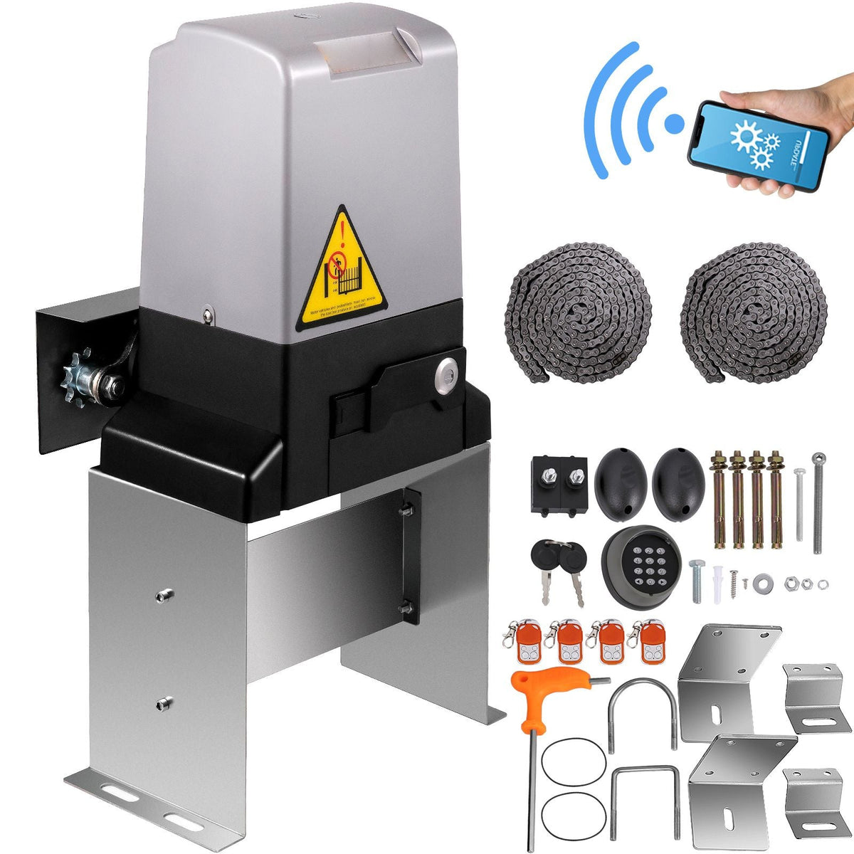 Sliding Gate Opener 3300 LBS Automatic Sliding Gate, Gate Opener Motor with 2 Remote Controls, 230 ft Remote Distance Driveway Rolling Gate, Automatic Sliding Gate Opener for Sliding Gate