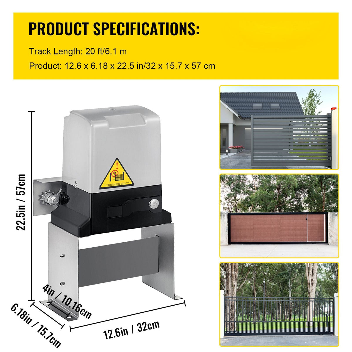 Sliding Gate Opener AC600 1400Lbs with 2 Remote Controls Move Speed 43ft Per Min, Basic Model (1800Lbs)