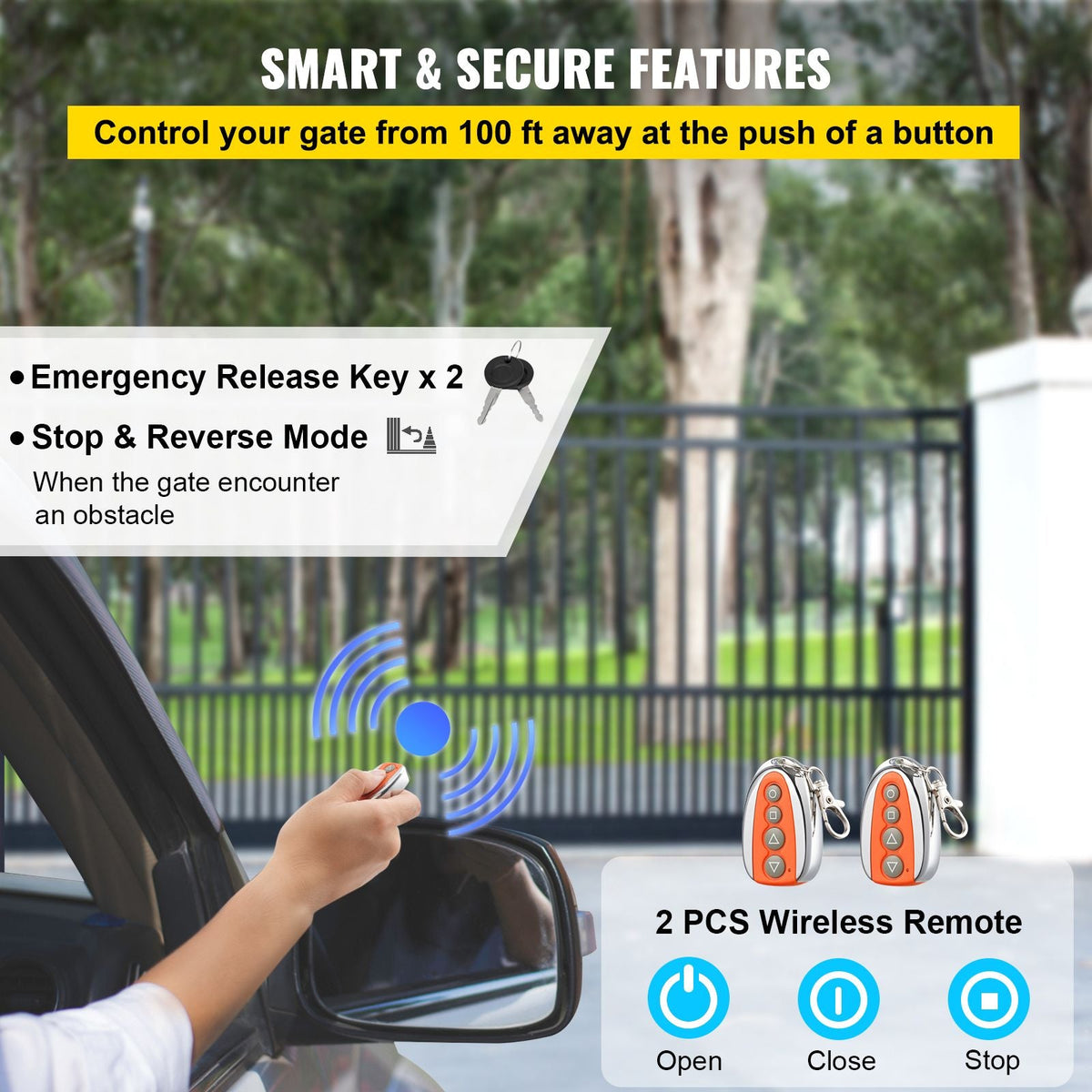 Sliding Gate Opener AC600 1400Lbs with 2 Remote Controls Move Speed 43ft Per Min, Basic Model (1800Lbs)