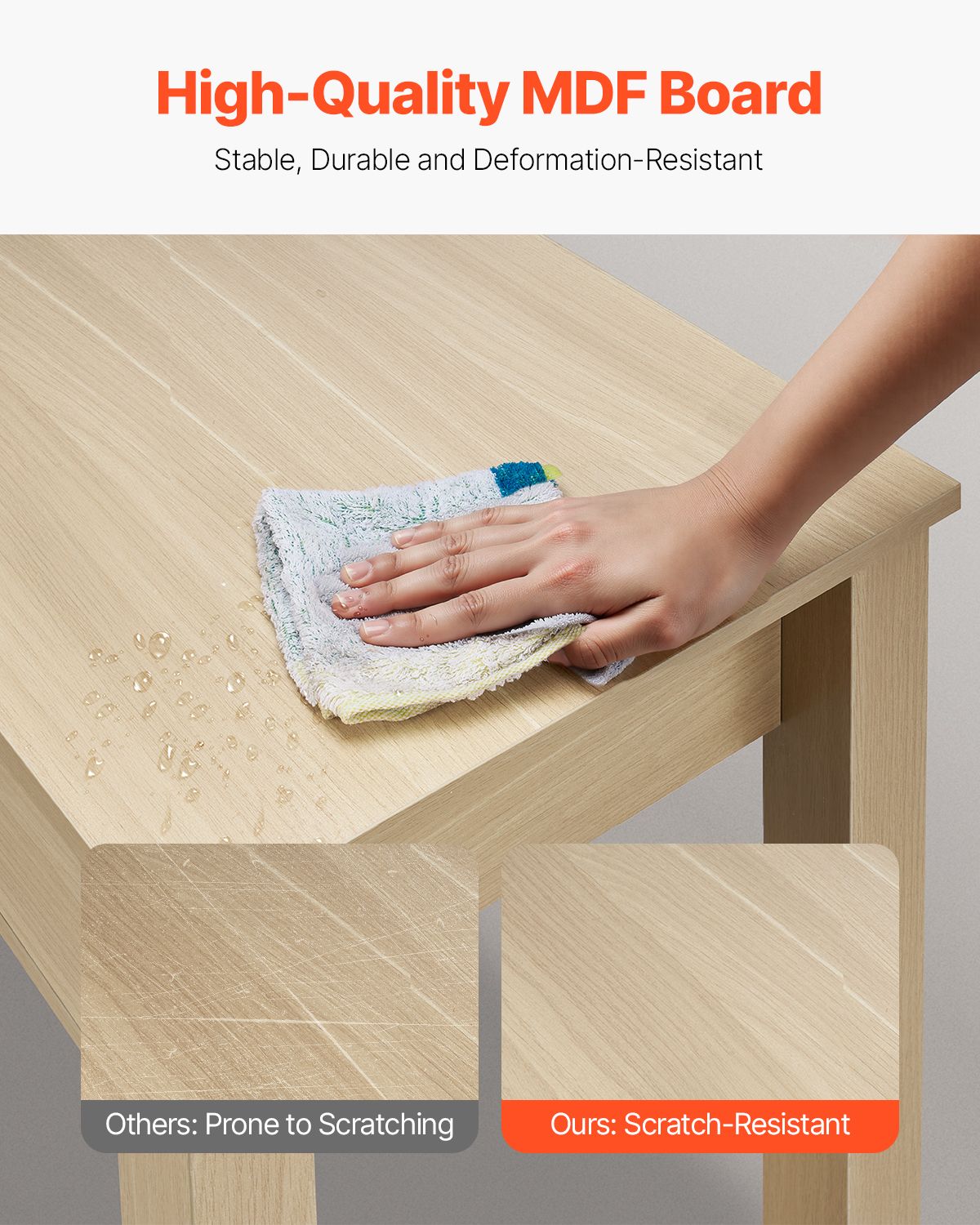 Small Desk with Drawers, Kids Desk for Bedroom, Modern Simple Study Table for Drawing, Reading, Writing, Rectangle MDF Furniture Study Storage Table for Home, Office, Light Wood