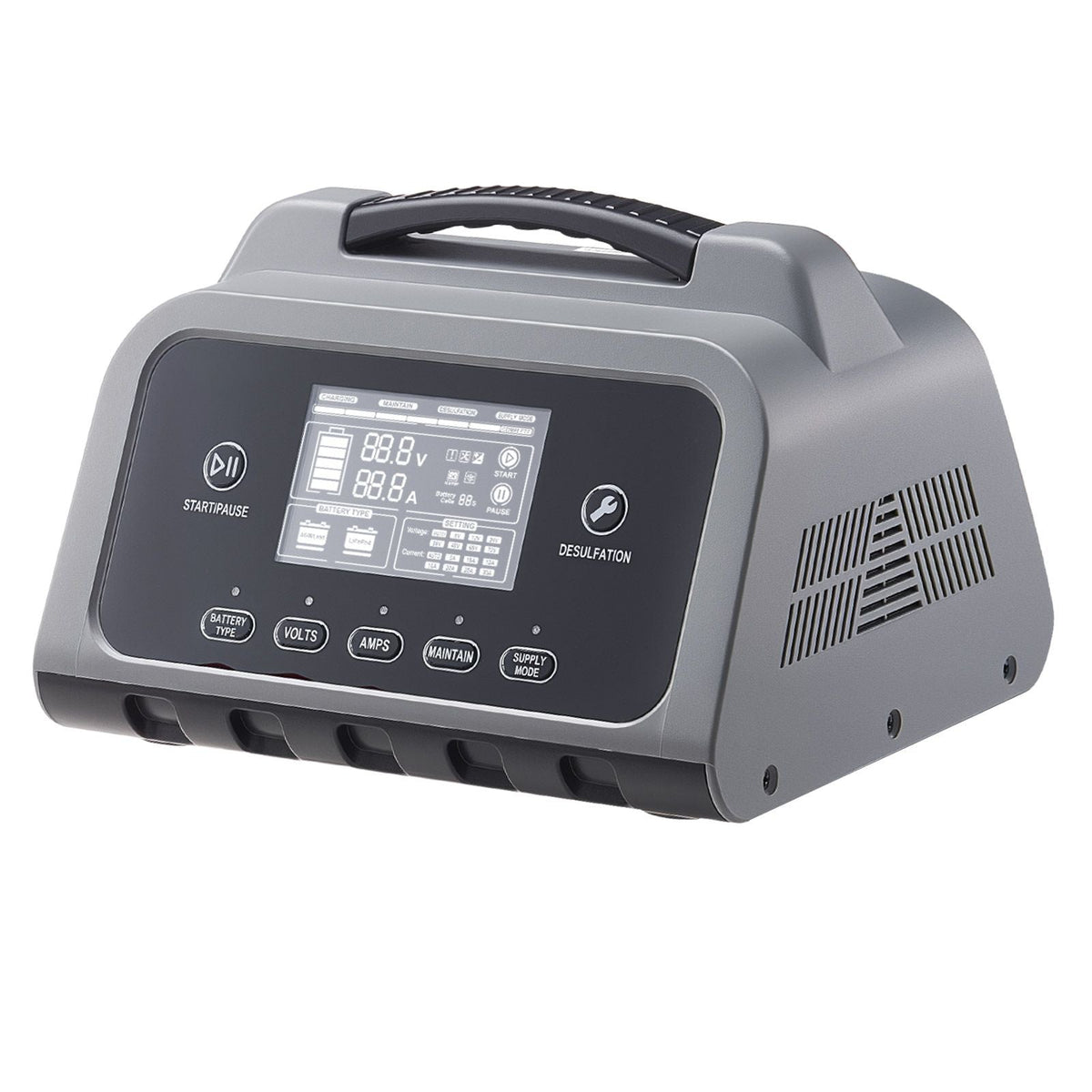 Smart Battery Charger, 20A, 6V 12V 24V Lithium LiFePO4 Lead-Acid (Gel/AGM) Car Battery Charger, with LCD Display, Trickle Charging Maintainer Desulfator, for Car, Boat, Motorcycle, Lawn Mowers
