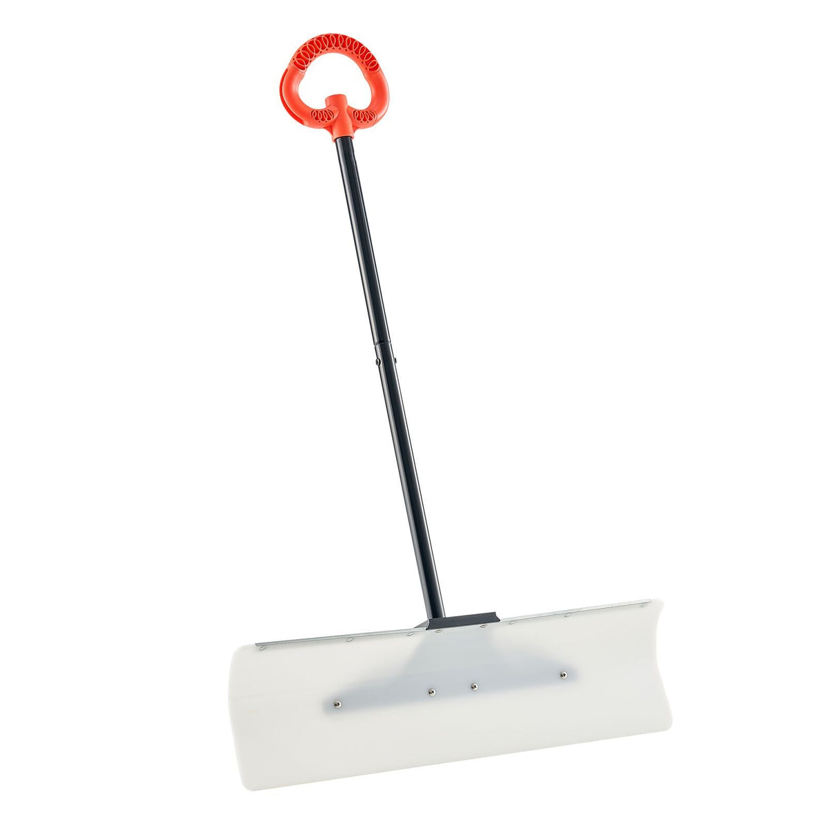 Snow Pusher Shovel, 30 in Outdoor Snowplow Shovel with Ergonomic Grip, HDPE Plastic Blade, Winter Shovels with Segmented Handle, Metal Edged Strip, Portable Snow Removal Tool for Driveway Garden