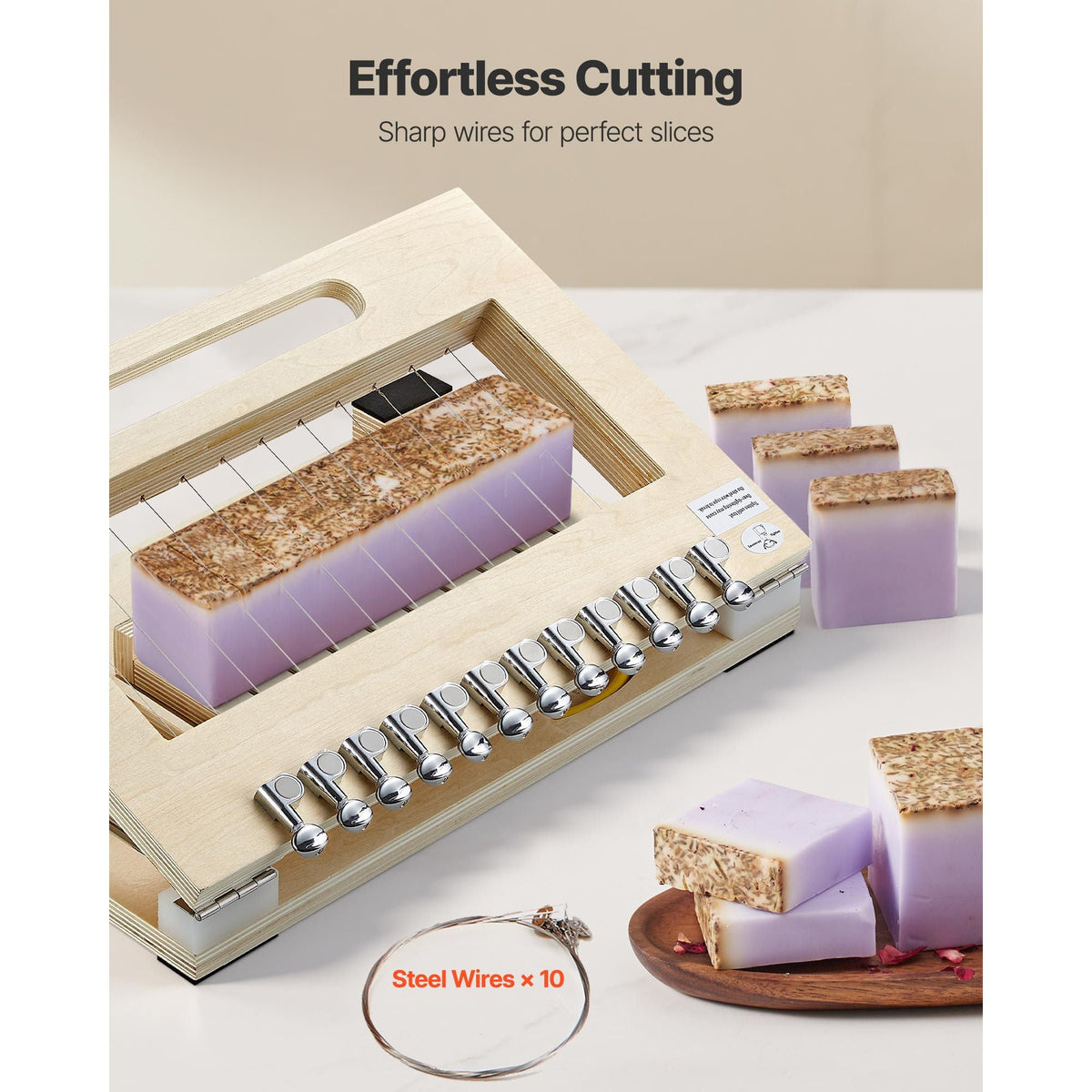 Soap Cutter, Cut 1-12 Bars, Precisely and Accurately Cut 1" Bars, Wood Frame With Stainless Steel Wire, with Extra Wires, Multi Handmade Soap Wire Cutter for Candles, DIY Making Cutting Tool
