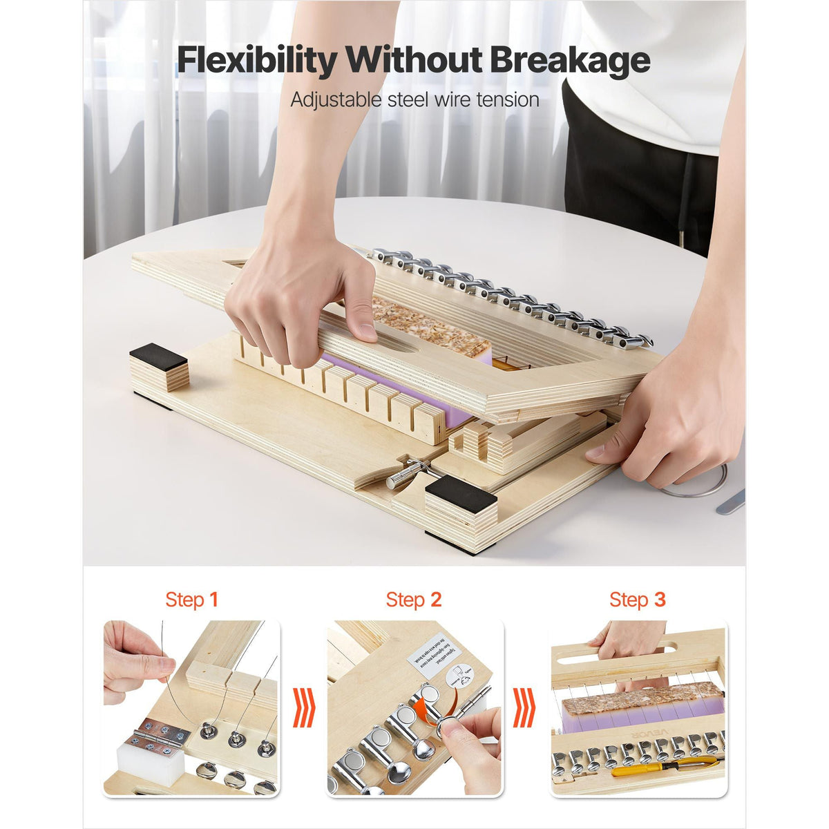 Soap Cutter, Cut 1-12 Bars, Precisely and Accurately Cut 1" Bars, Wood Frame With Stainless Steel Wire, with Extra Wires, Multi Handmade Soap Wire Cutter for Candles, DIY Making Cutting Tool