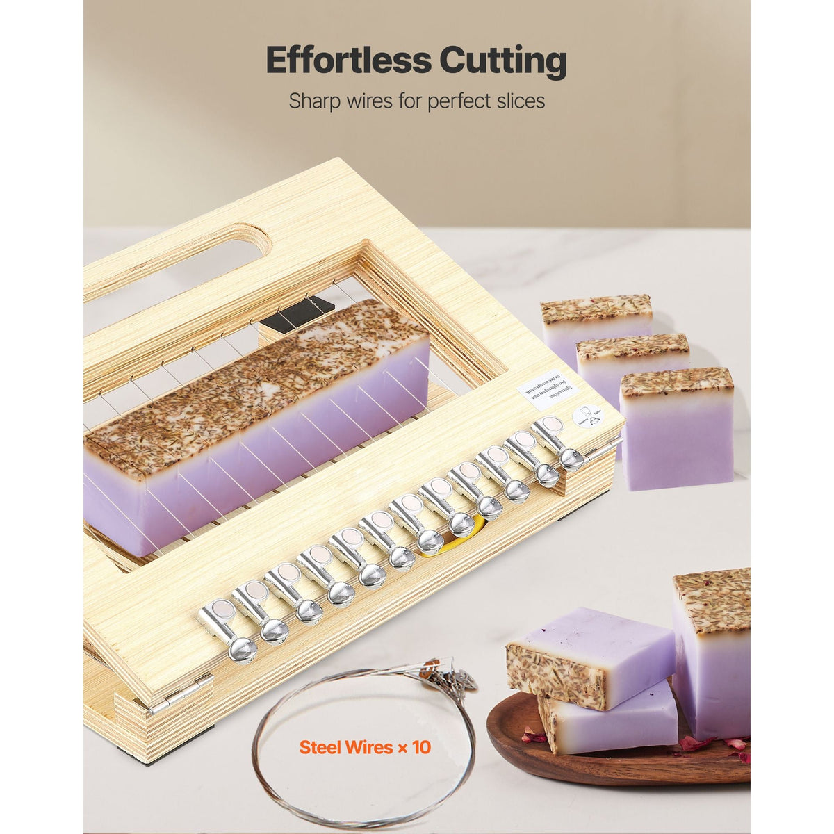 Soap Cutter, Cut 1-12 Bars, Precisely and Accurately Cut 1 Inch Bars, Wood Frame With Steel Wire, with Extra Wires, Multi Handmade Soap Wire Cutter for Candles, DIY Making Cutting Tool
