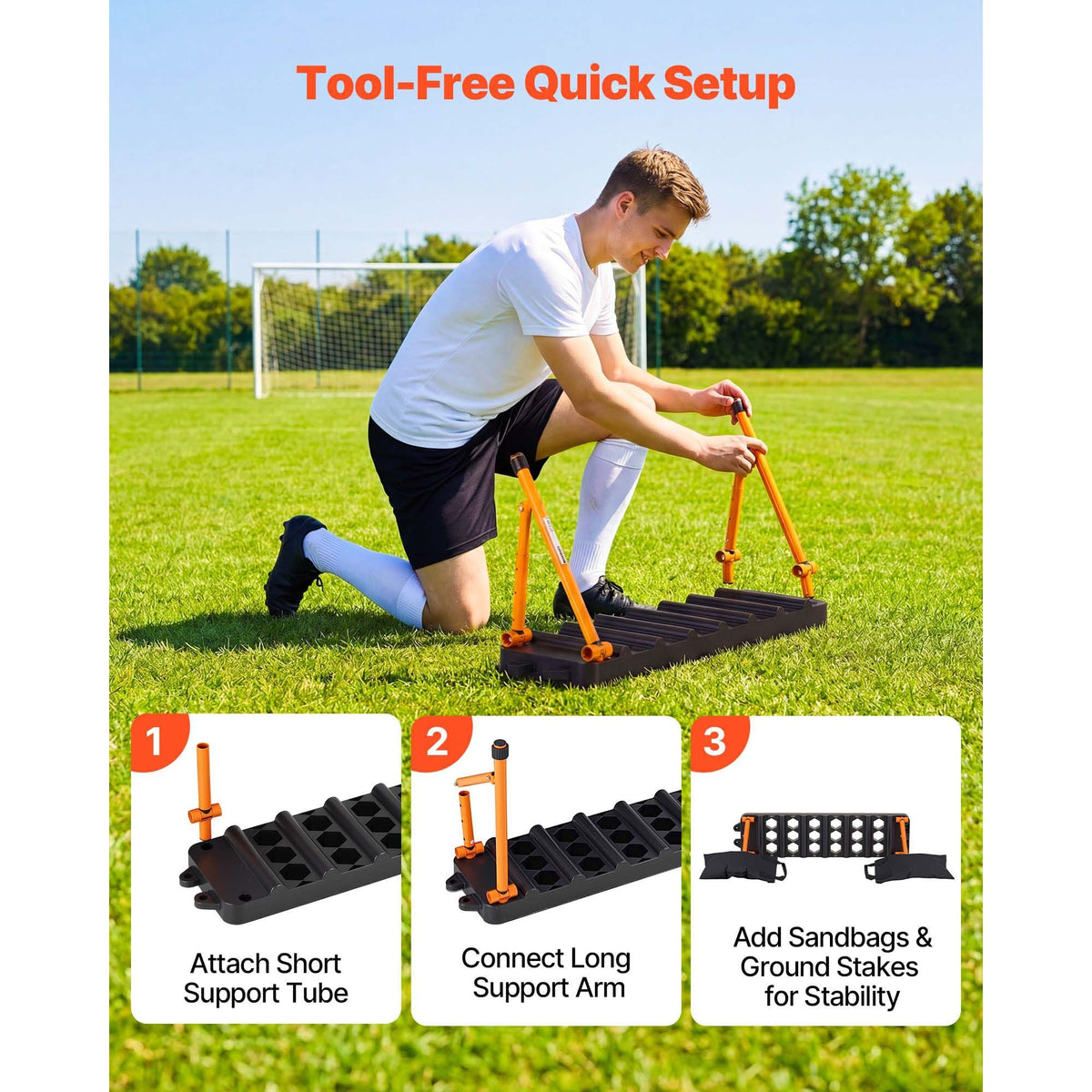 Soccer Rebounder Board, 37.4 x 9.8 in Portable Soccer Rebound Wall, Dual Surface Sports Kick Back Trainer, 3 Adjustable Angles, Easy Setup Ball Practice Equipment for Passing & Reaction Skills