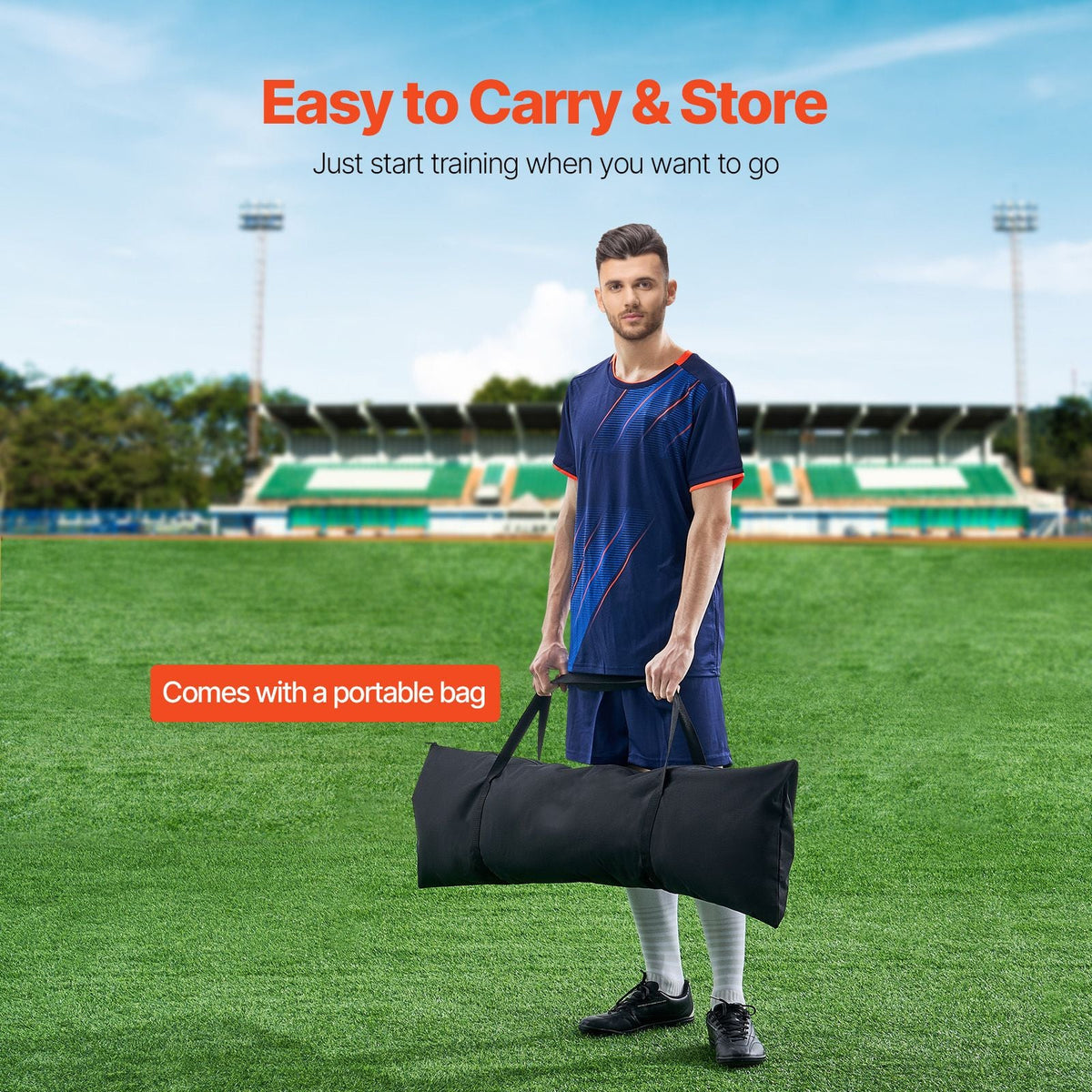 Soccer Rebounder, Portable Soccer Trainer, 7x7FT Iron & Polyester Soccer Practice Equipment, Sports Football Rebounder Wall with Portable Bag, Perfect for Team Solo Training, Passing, Volley