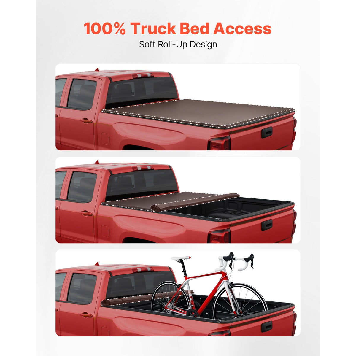 Soft Roll-Up Truck Bed Tonneau Cover, Compatible with 2019-2024 Dodge Ram 1500 Classic, 2003-2025 Ram 2500 3500, Fits 6.4 ft (6 ft 4 in/76 in) Bed, PVC Tonneau Cover with Aluminum Alloy Bars