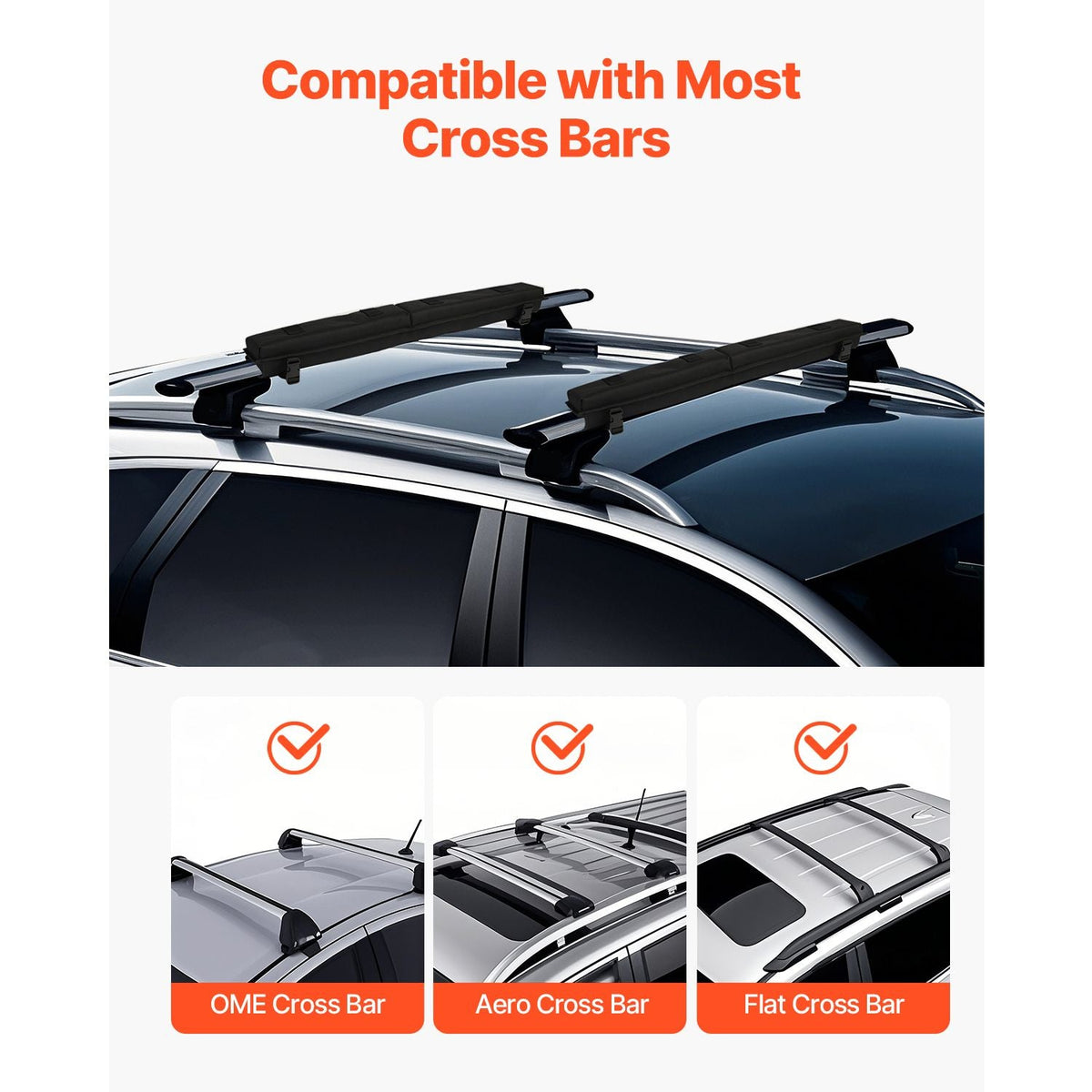 Soft Roof Rack Pads, 30" Universal Car Roof Rack Pad for Various Crossbars, 176LBS Loading Luggage Kayak Carrier with 2 Tie Down Straps, 2 Quick Loop Straps & Storage Bag for SUP Canoe Snowboard