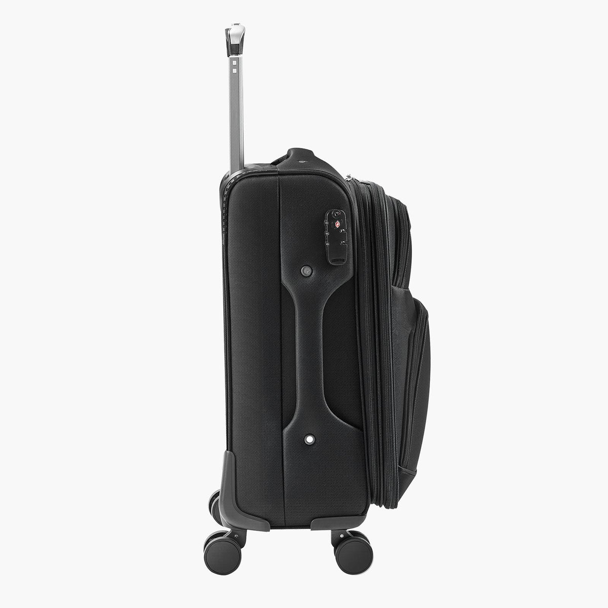 Softside Expandable Luggage with Spinner Wheels, 20-Inch Softside Carry on Luggage, Lightweight Checked Suitcase with Expandable Zippered Pocket and TSA Lock, Black