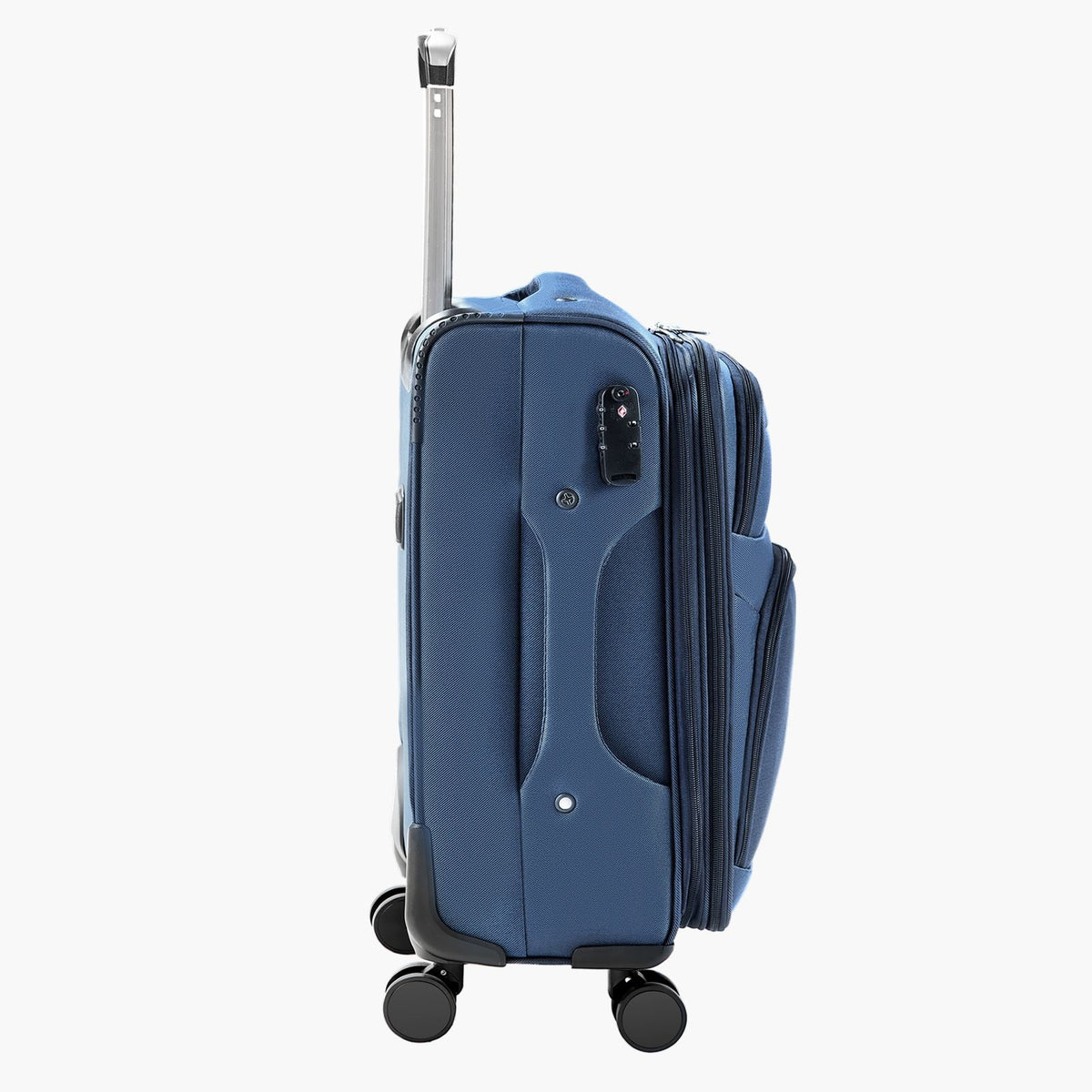 Softside Expandable Luggage with Spinner Wheels, 20-Inch Softside Carry on Luggage, Lightweight Checked Suitcase with Expandable Zippered Pocket and TSA Lock, Blue