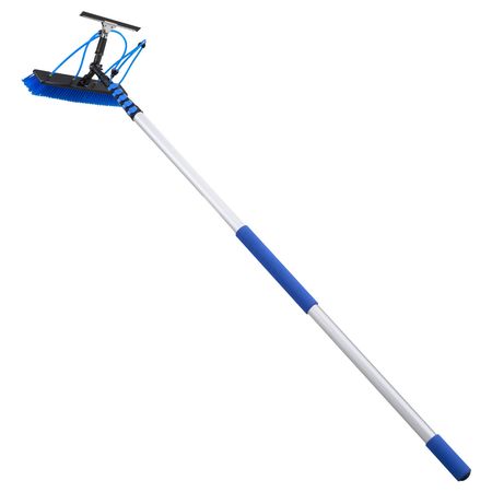 Solar Panel Cleaning Kit, 33 ft, Water Fed Pole Kit with Cleaning Brush, Squeegee, Soap Dispenser, Extendable Aluminum Telescopic Pole, 180° Rotatable Brush Head, for Roof Mounted Solar Panels
